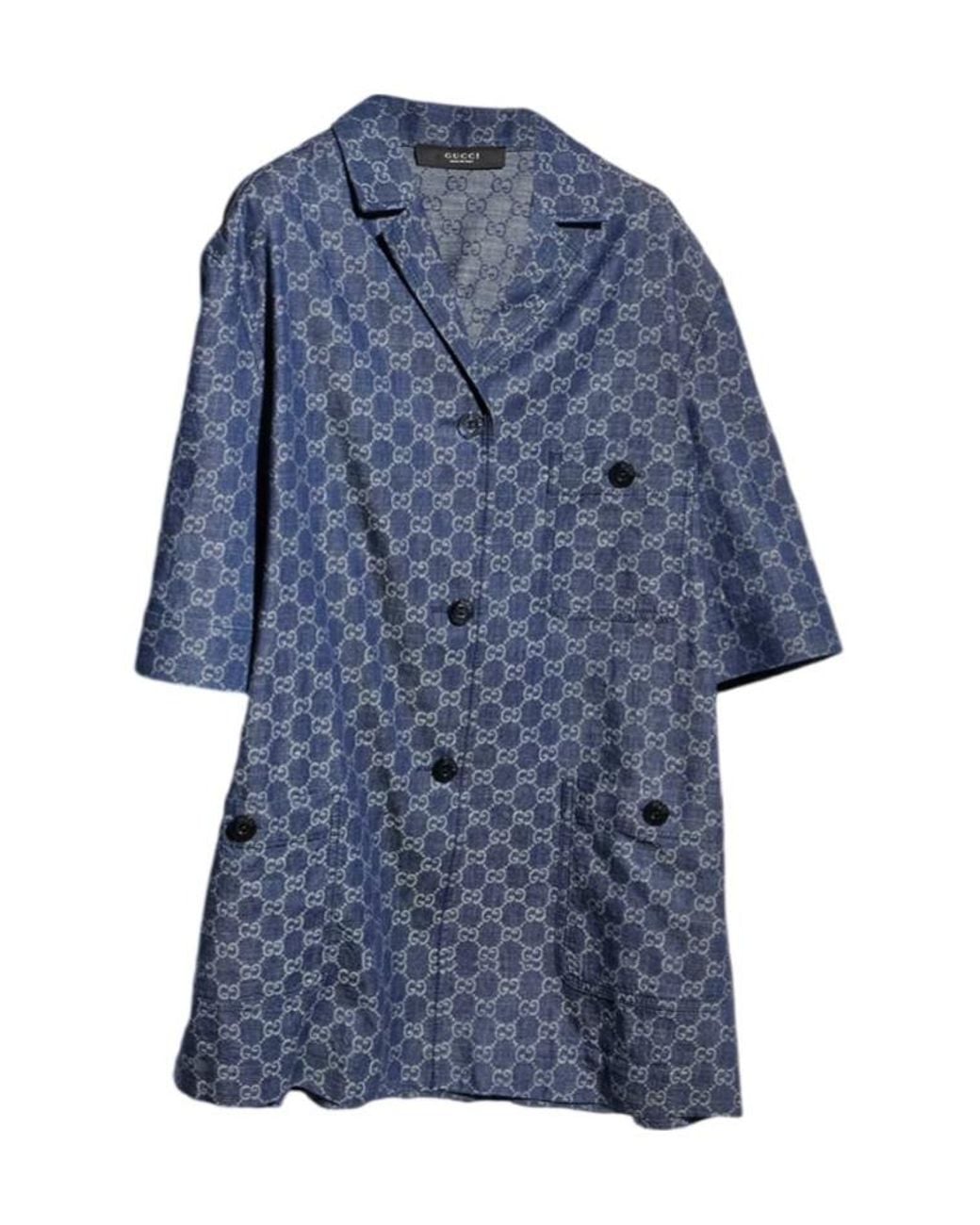 Gucci Blue Gg Jacquard Shirt