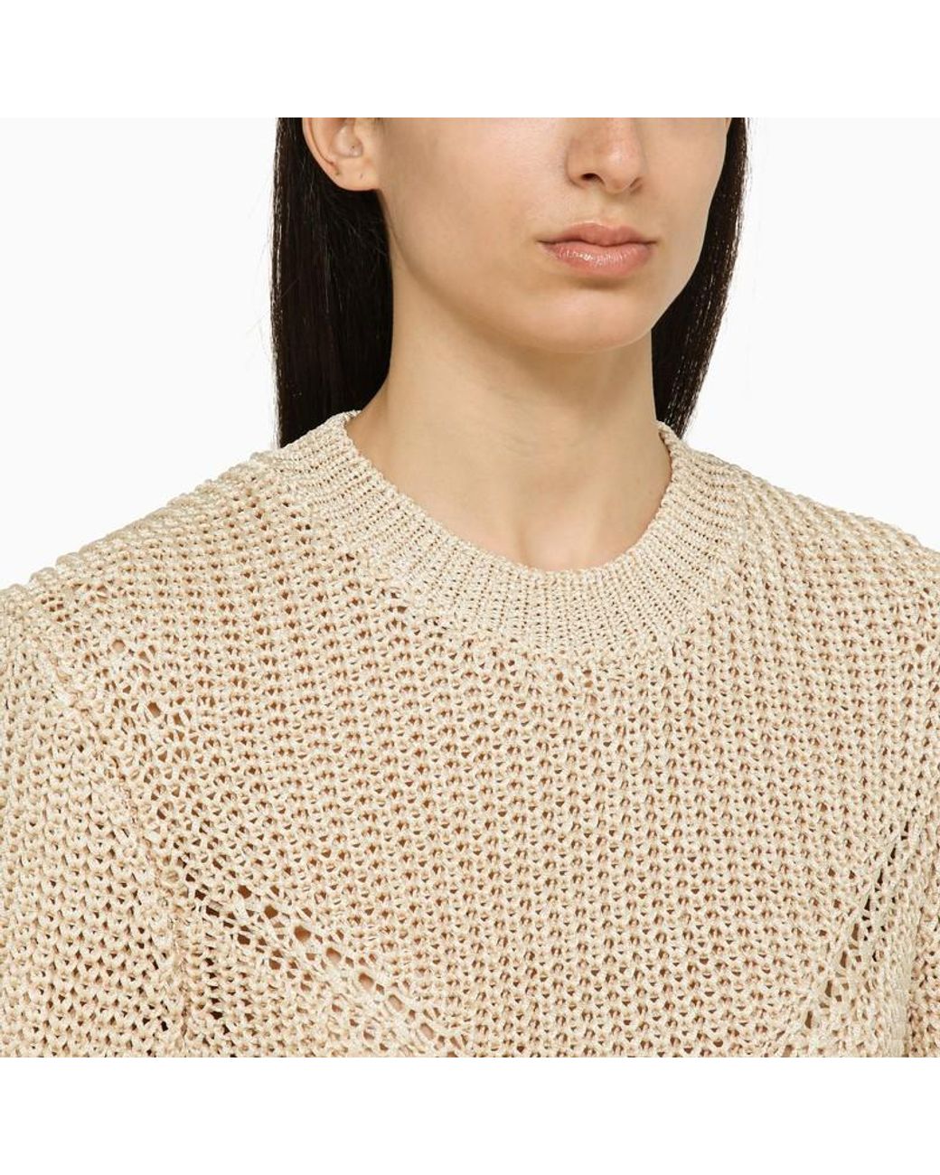 Isabel Marant Natural Recycled Polyester Ecru Crew-Neck Jumper Sweater