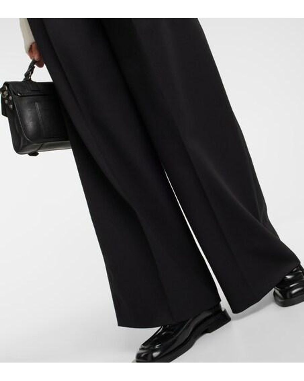 Proenza Schouler Black High-Rise Wide-Leg Wool-Blend Pants