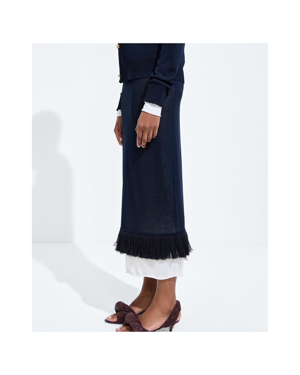 Bottega Veneta Blue Double Knit Skirt