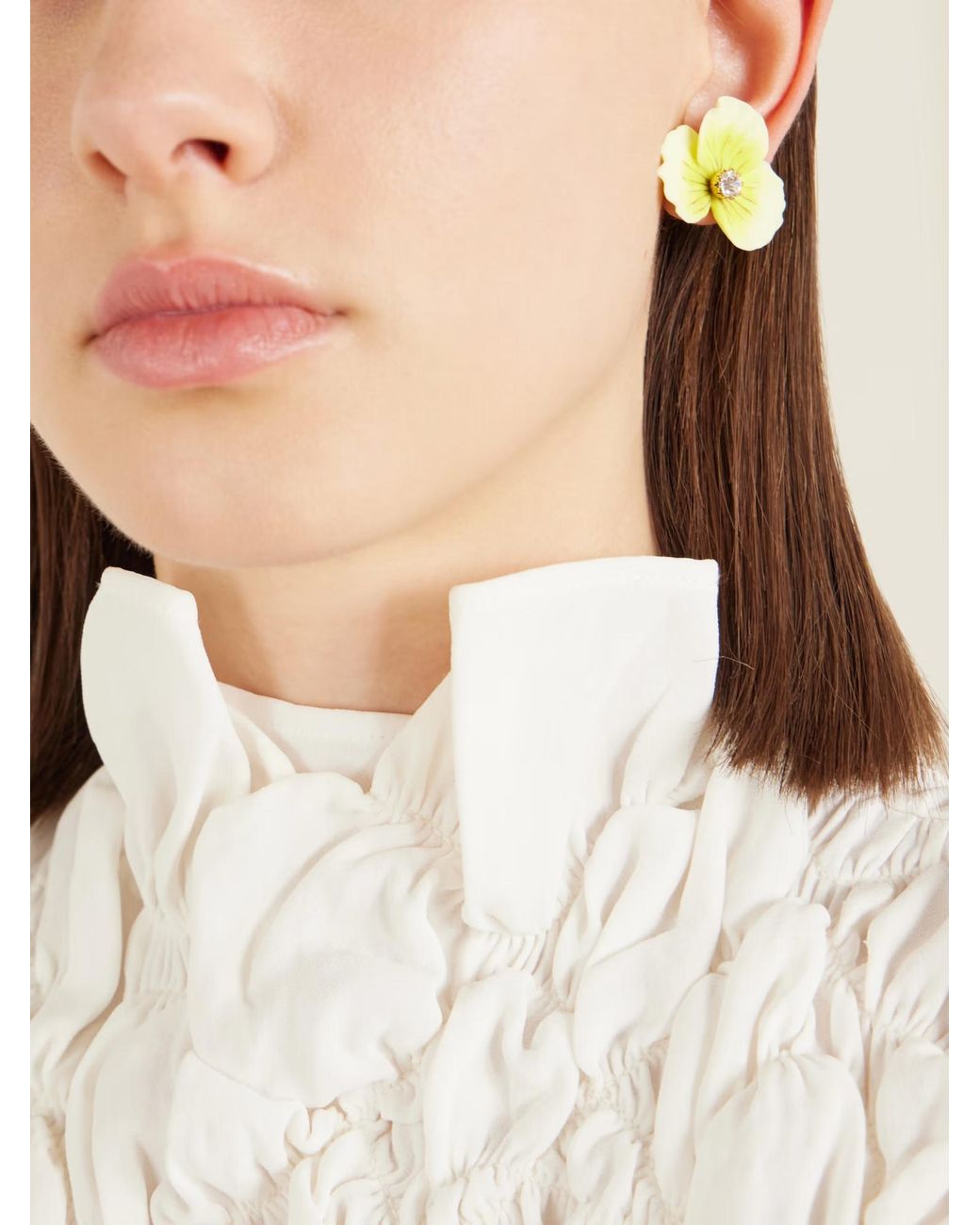 Jennifer Behr Yellow Pale Floral Stud Earrings