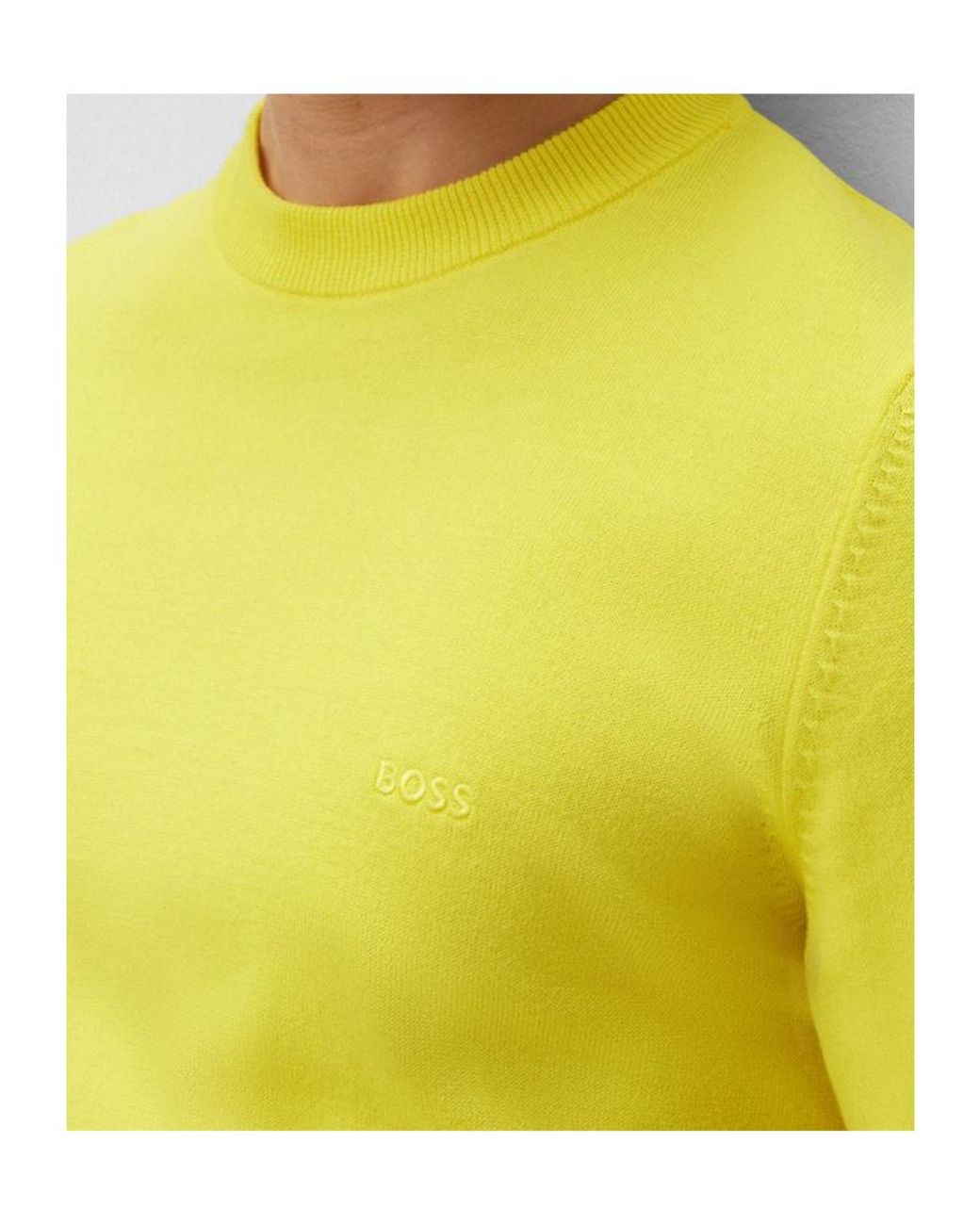 Boss Yellow Embroidery Knitted Sweater for men