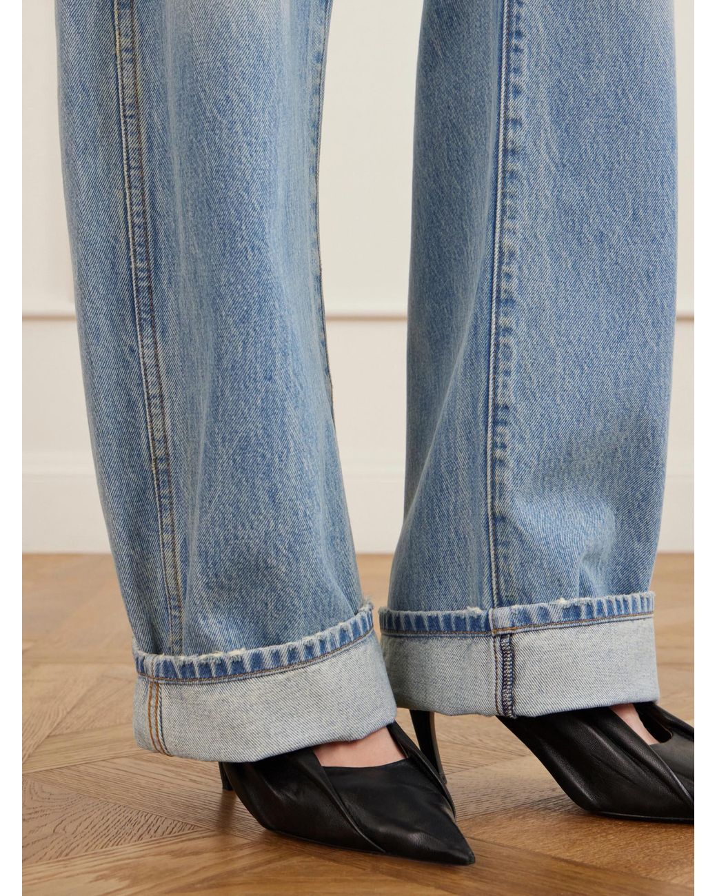 Khaite Blue Mid-Waist Wide-Leg Jeans