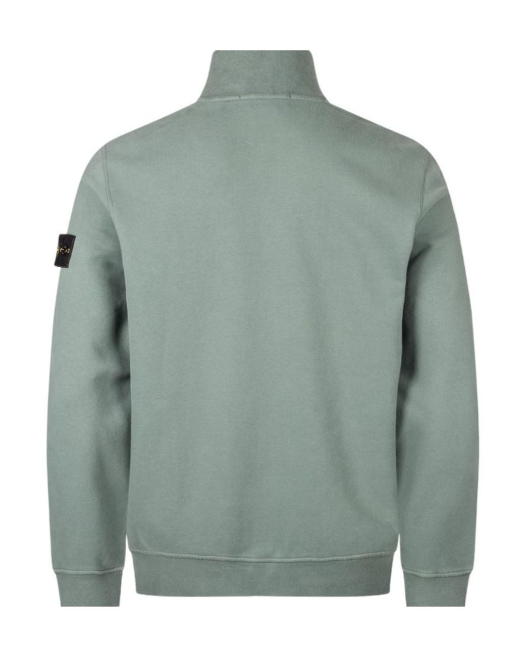 Stone Island Green Stand Collar Zip Sweatshirt for men