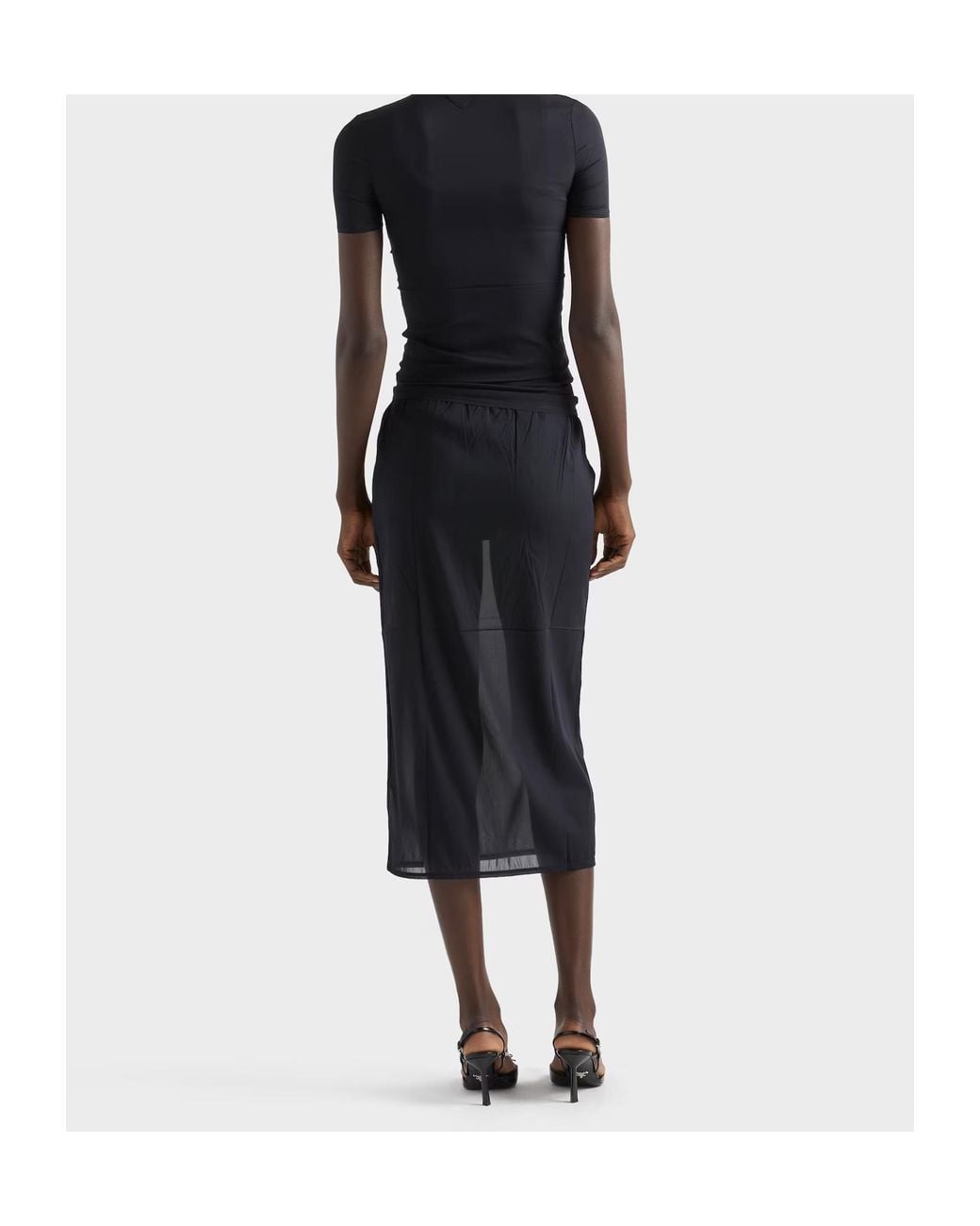 Prada Black Stretch Silk Chiffon Top