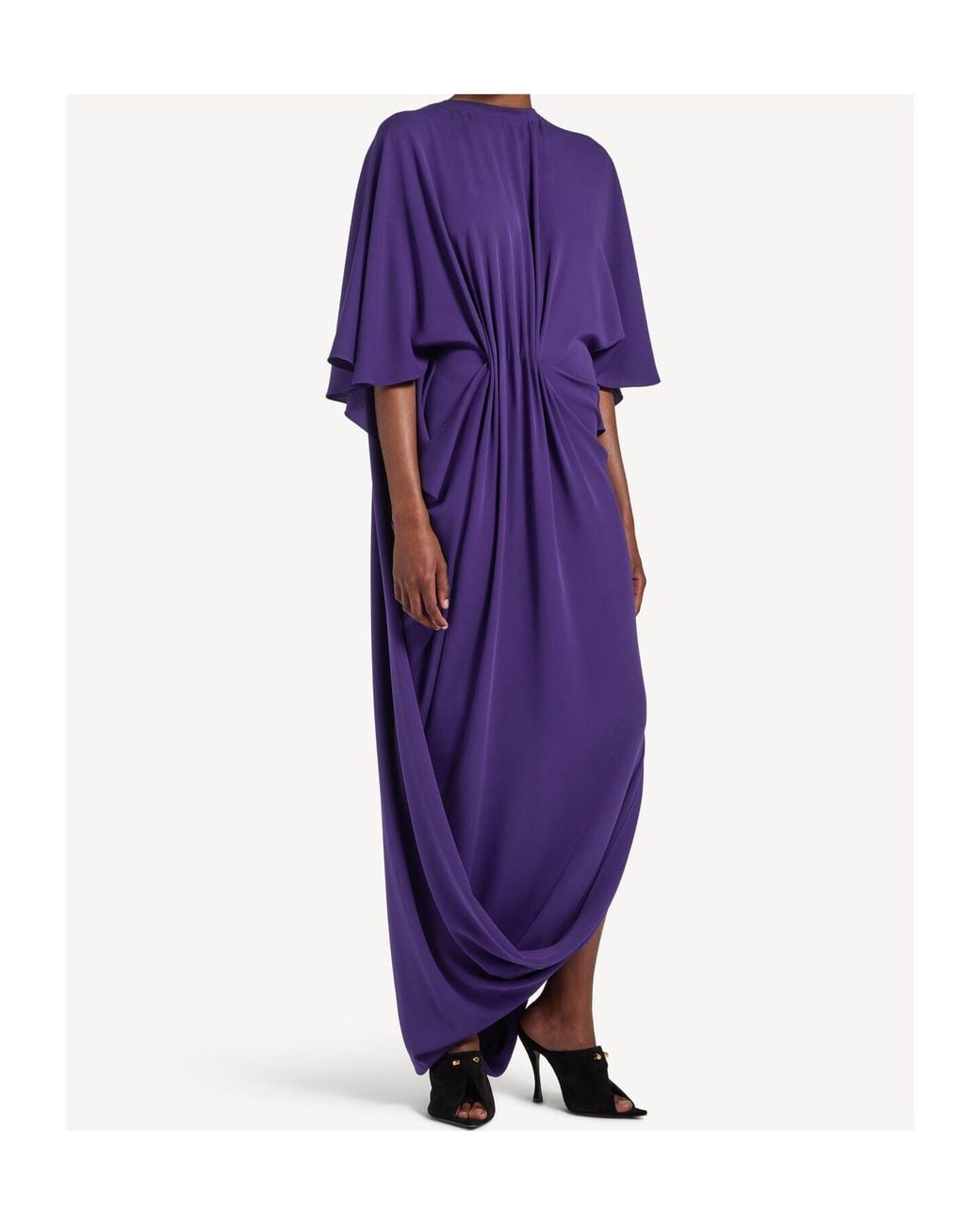 Balenciaga Purple Short Sleeves Draped Dress