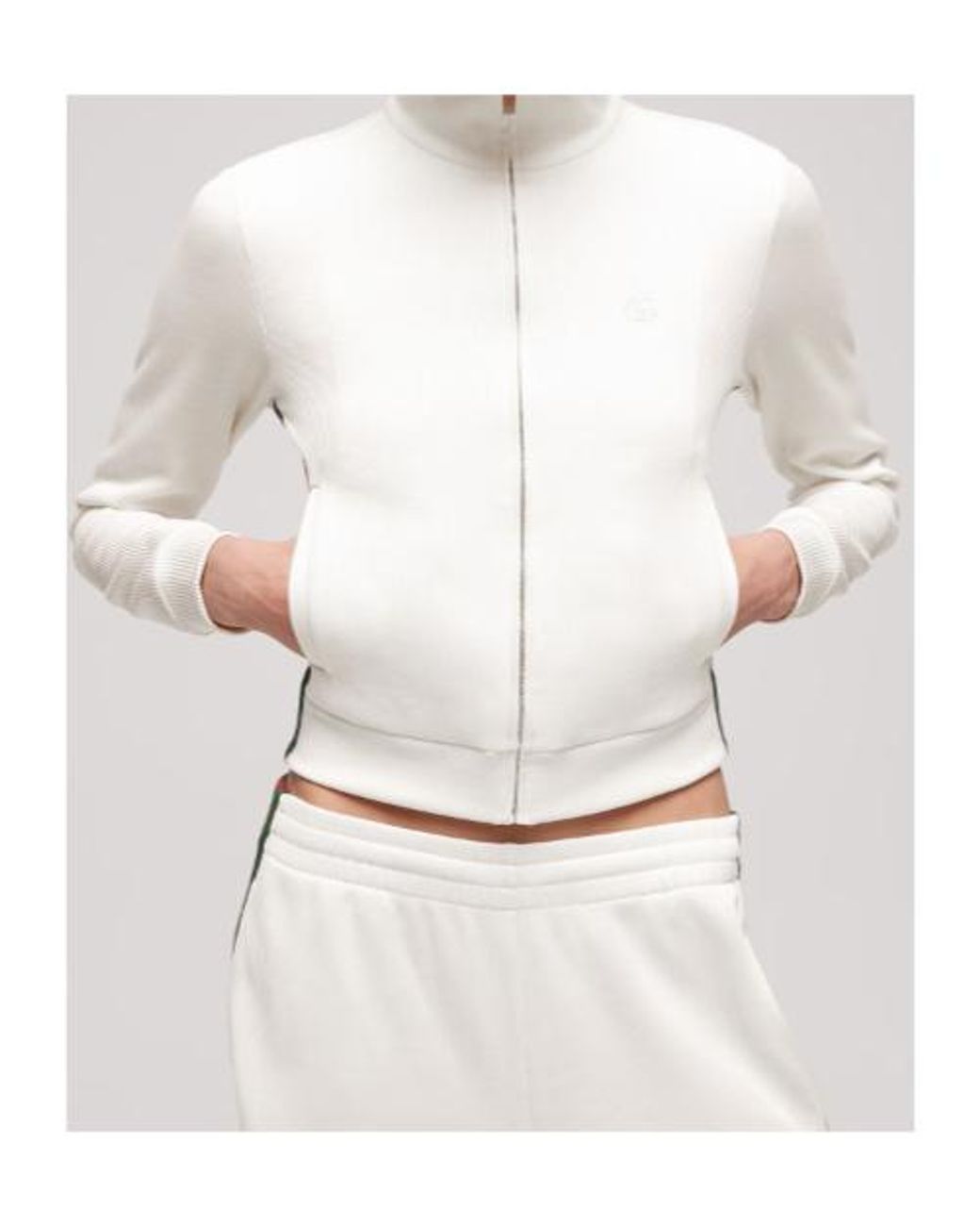 Gucci White Zip-Up Ribbed Sweatshirt