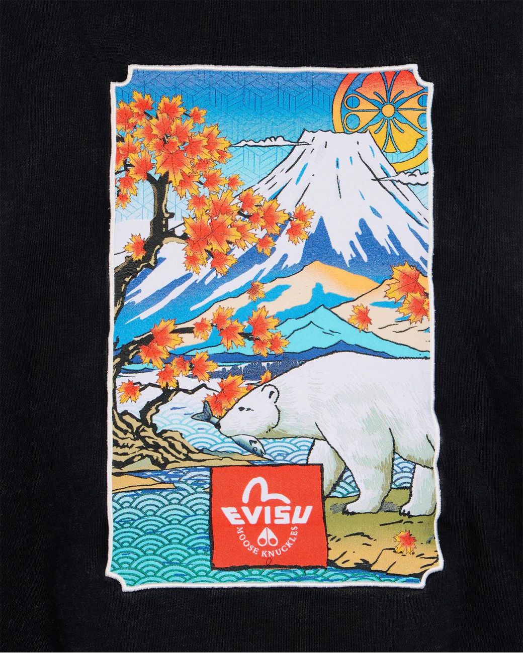 Moose Knuckles Black X Evisu Printed Hoodie for men