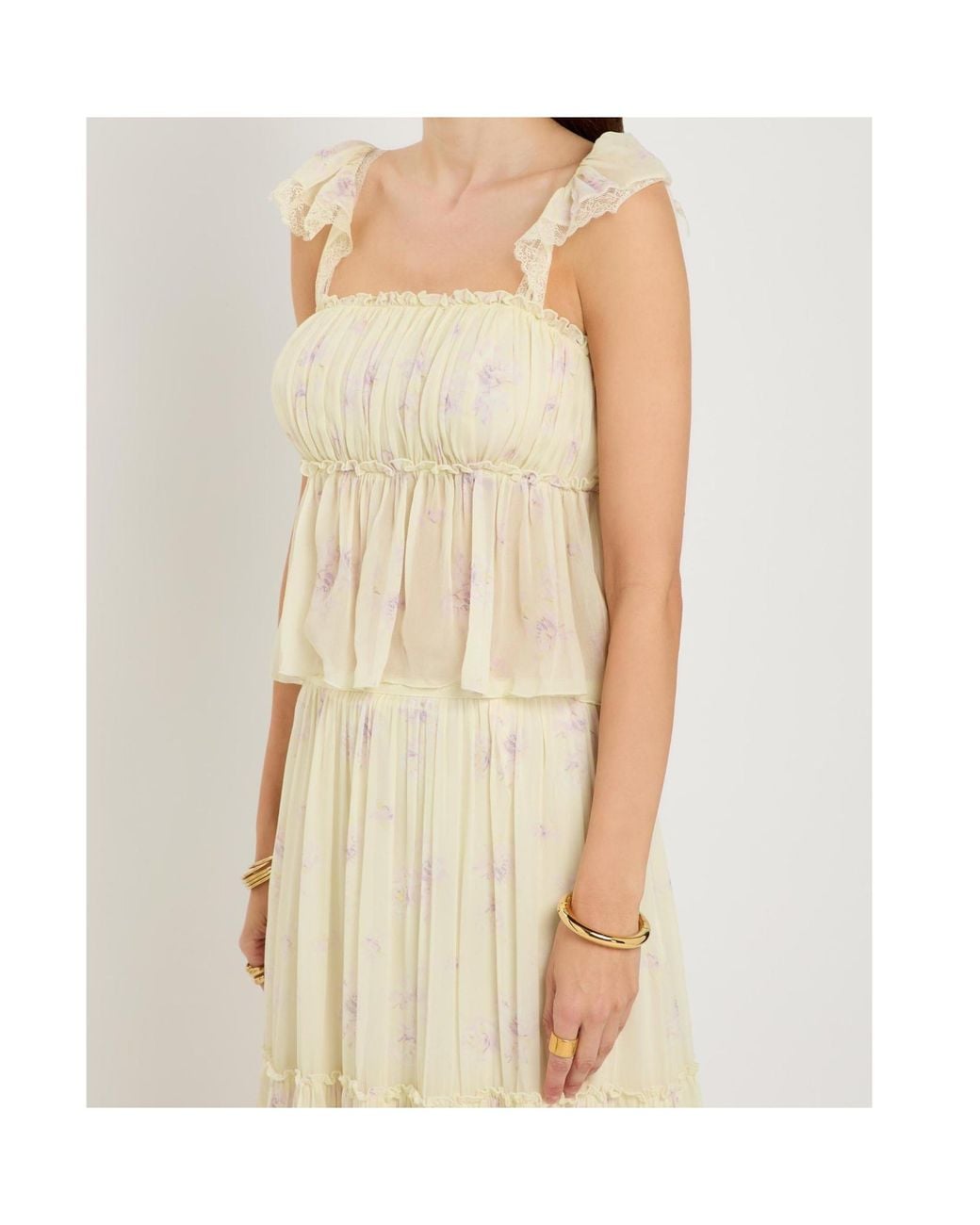 LoveShackFancy White Floral Print Top