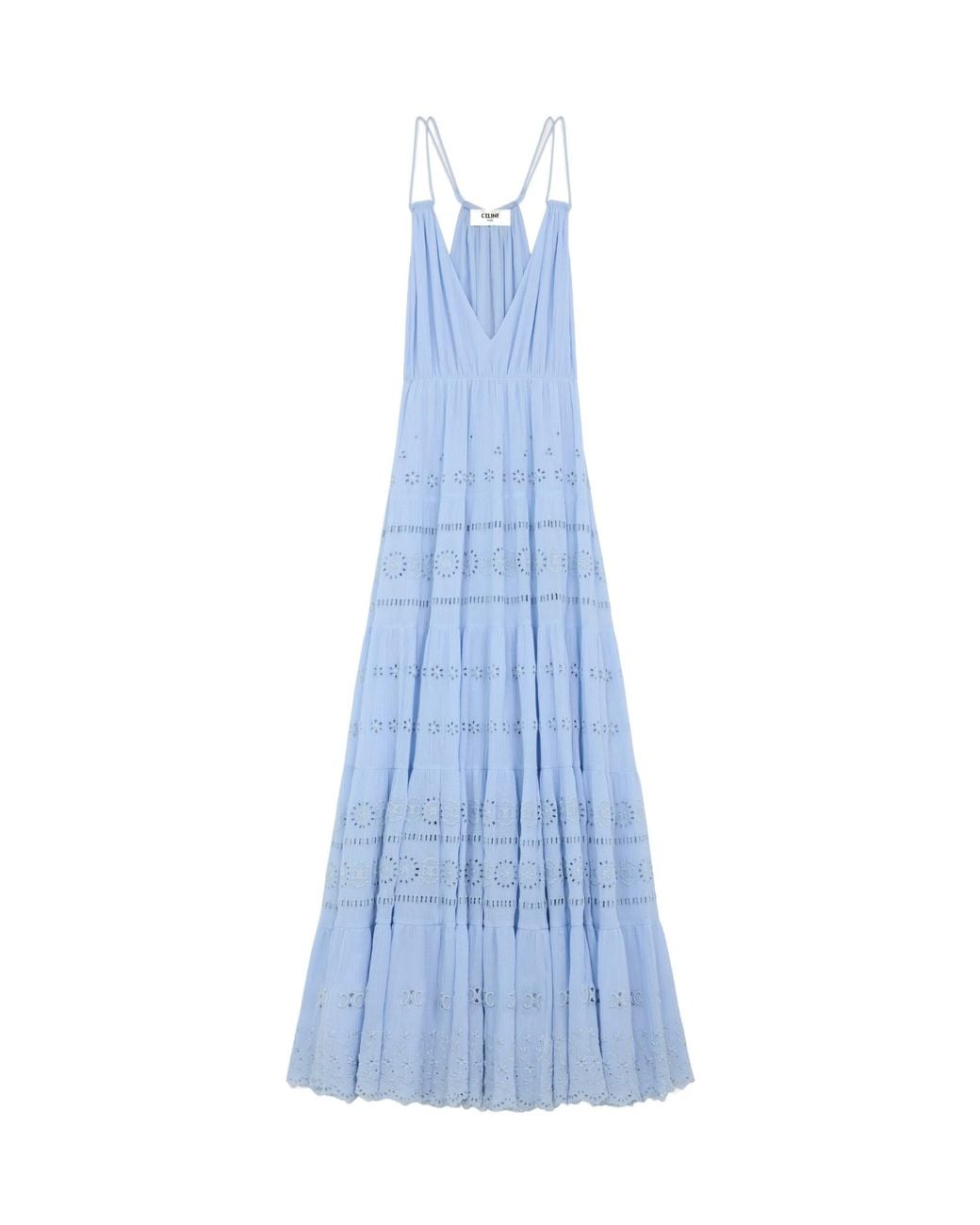 Céline Blue Embroidered Long Dress