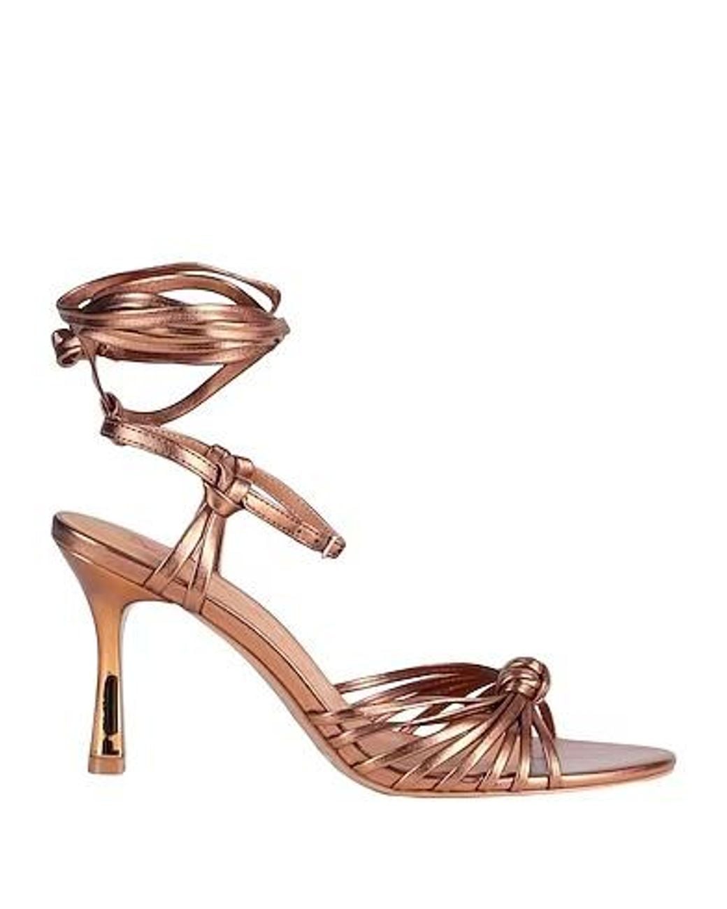 MAX&Co. Pink Metallic Round-Toe Buckle High-Heeled Sandals