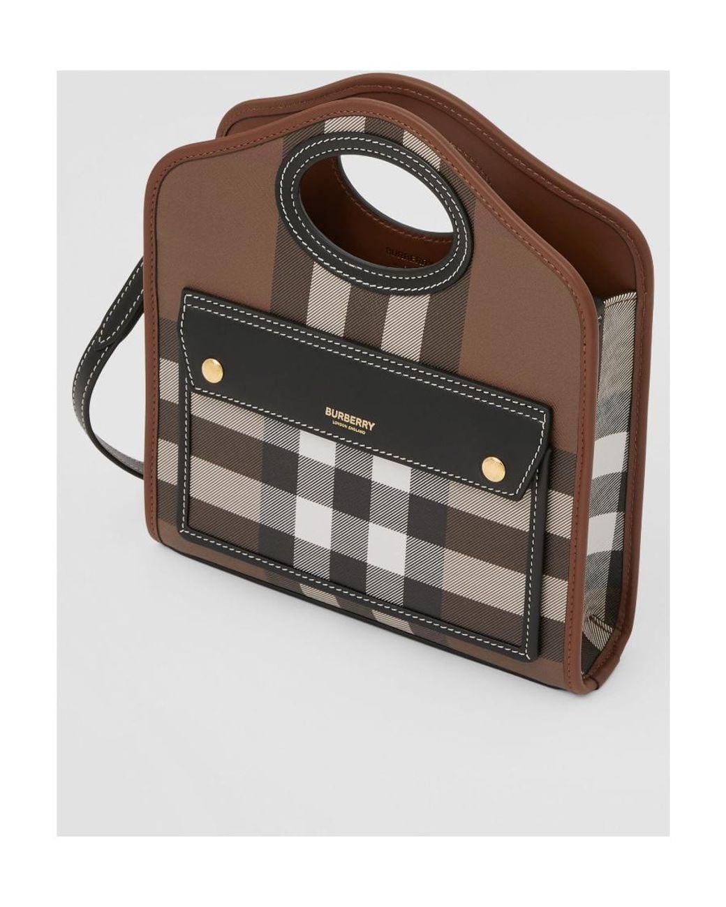 Burberry Black Checkered Mini Pocket Tote Bag