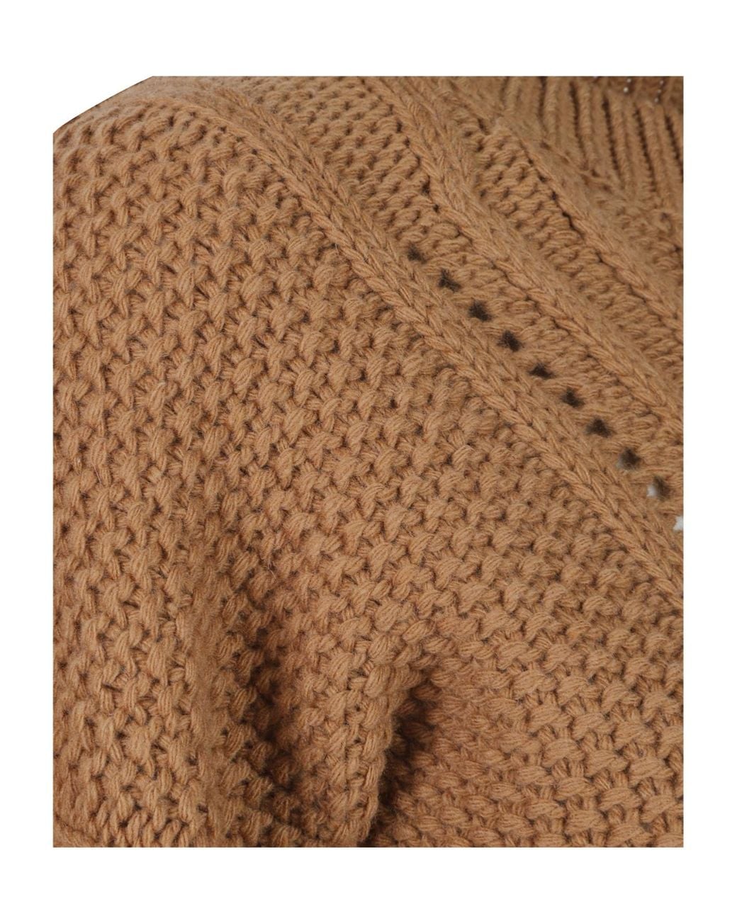 Dondup Brown Cable-Knit Pointelle-Trim Sweater