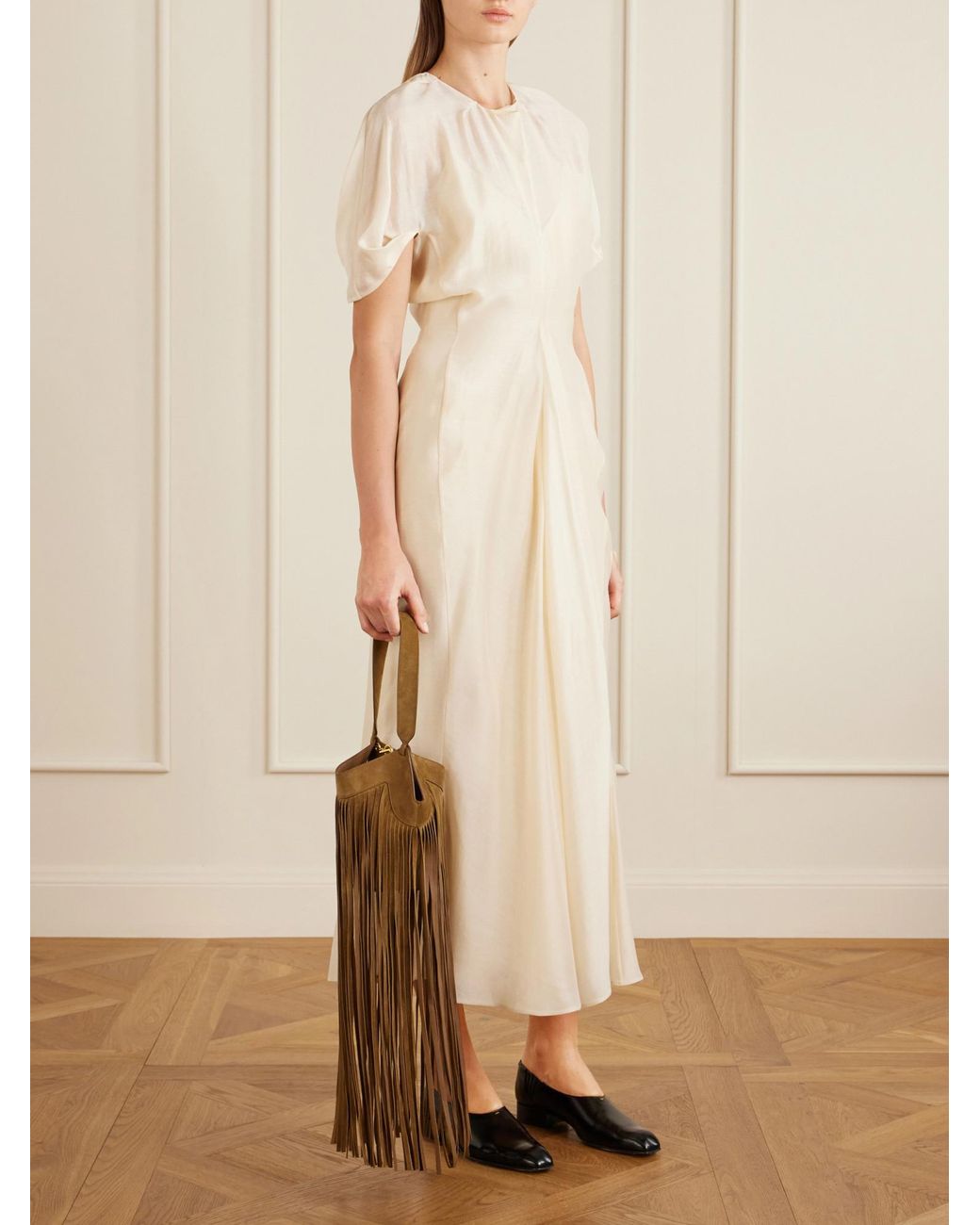 Khaite Brown Lotus Fringed Leather Tote