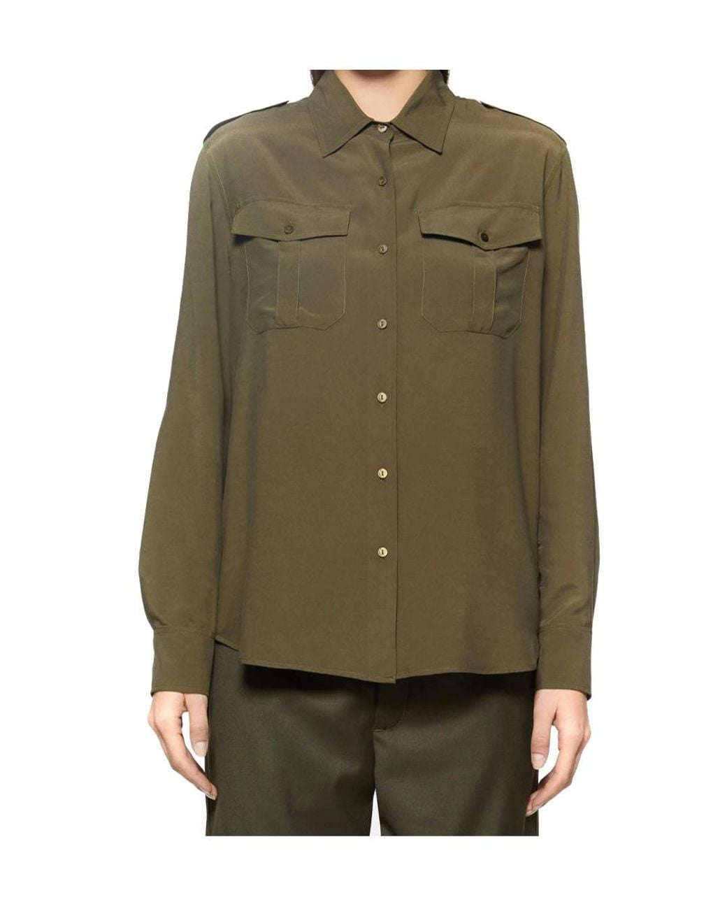 Dondup Green Spread-Collar Shirt