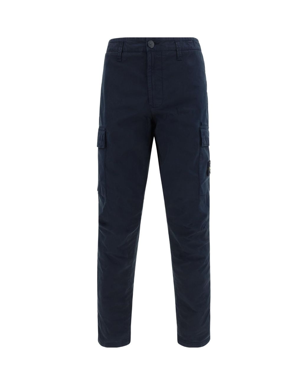 Stone Island Blue Logo Patch Cargo Pants for men