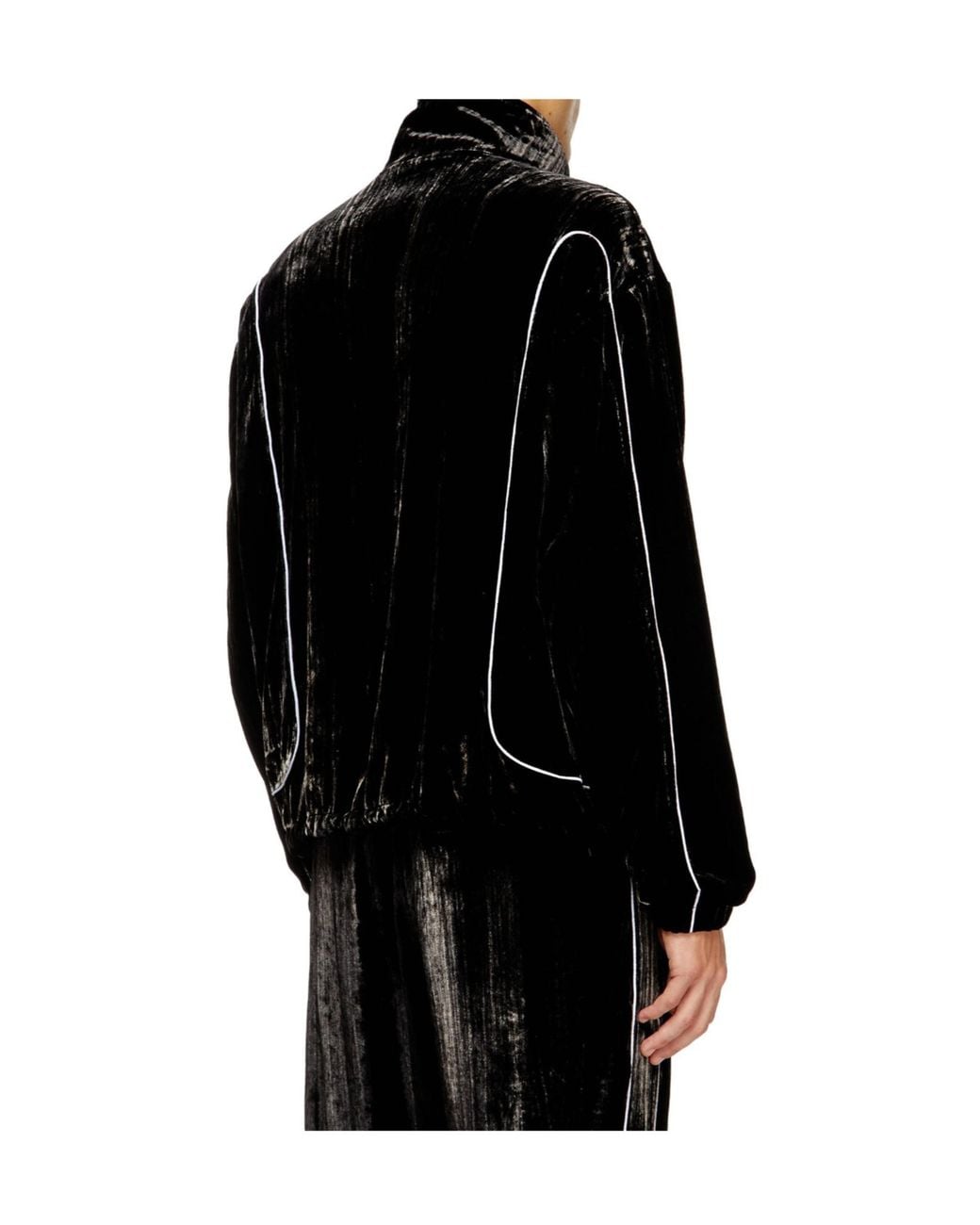 DIESEL Black Velvet Contrast-Piping Track Jacket for men