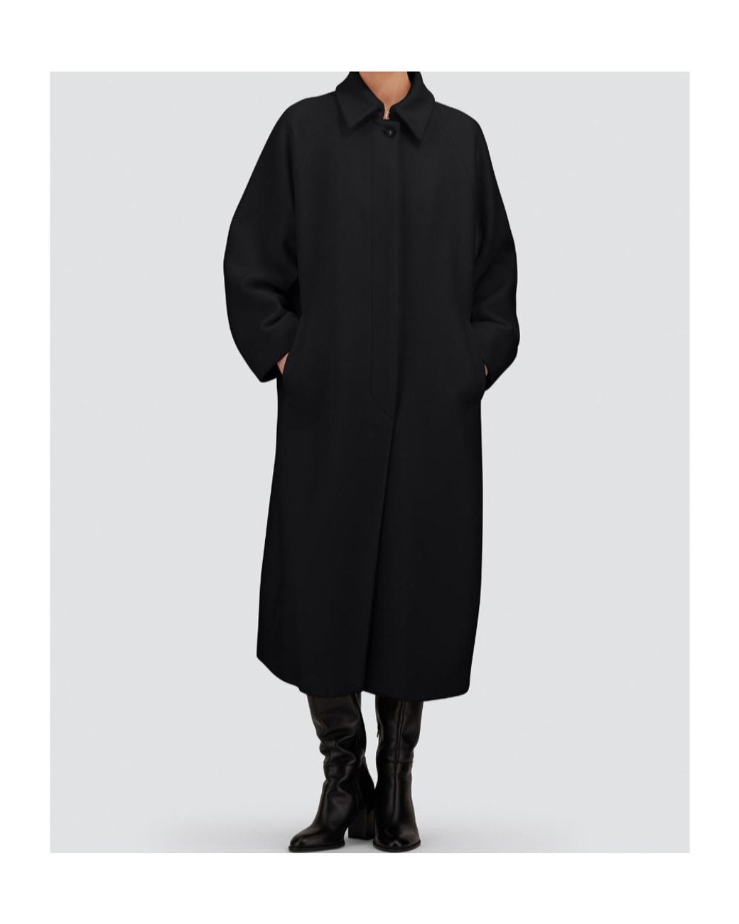 Herno Black Single-Breasted Wool Cloth Coat