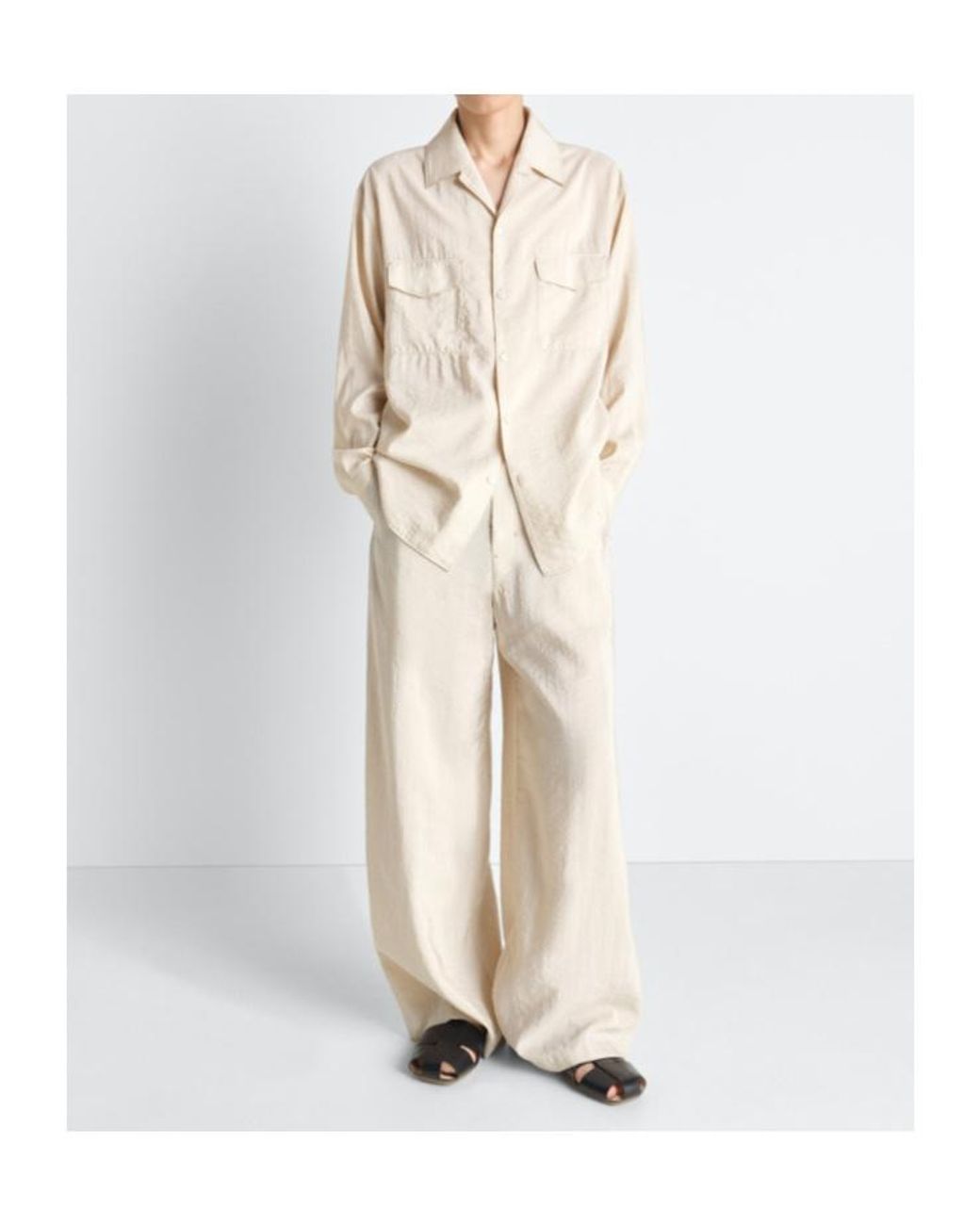 Lemaire Natural Long Sleeved Streaight-Hem Shirt for men
