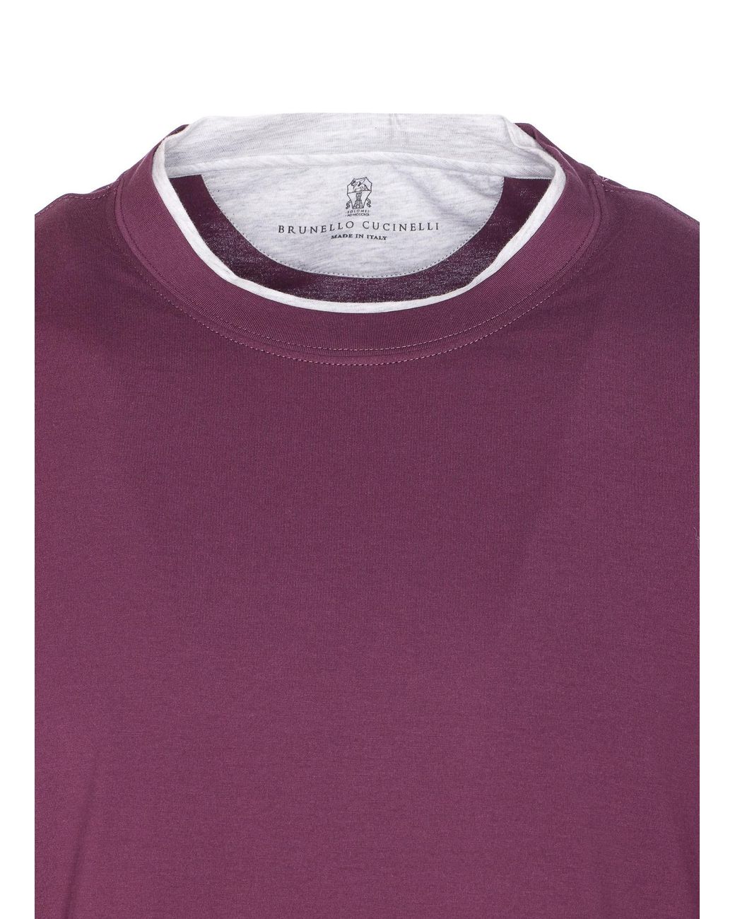 Brunello Cucinelli Purple Layered-Effect Crewneck T-Shirt for men