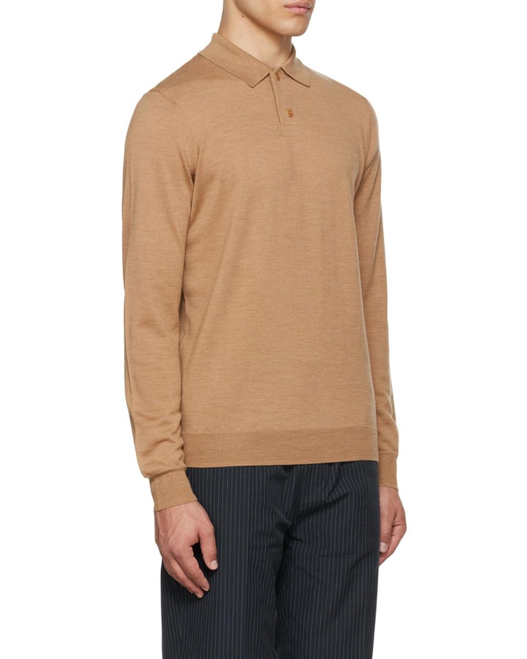 A.P.C. Natural Long-Sleeve Wool Polo Shirt for men