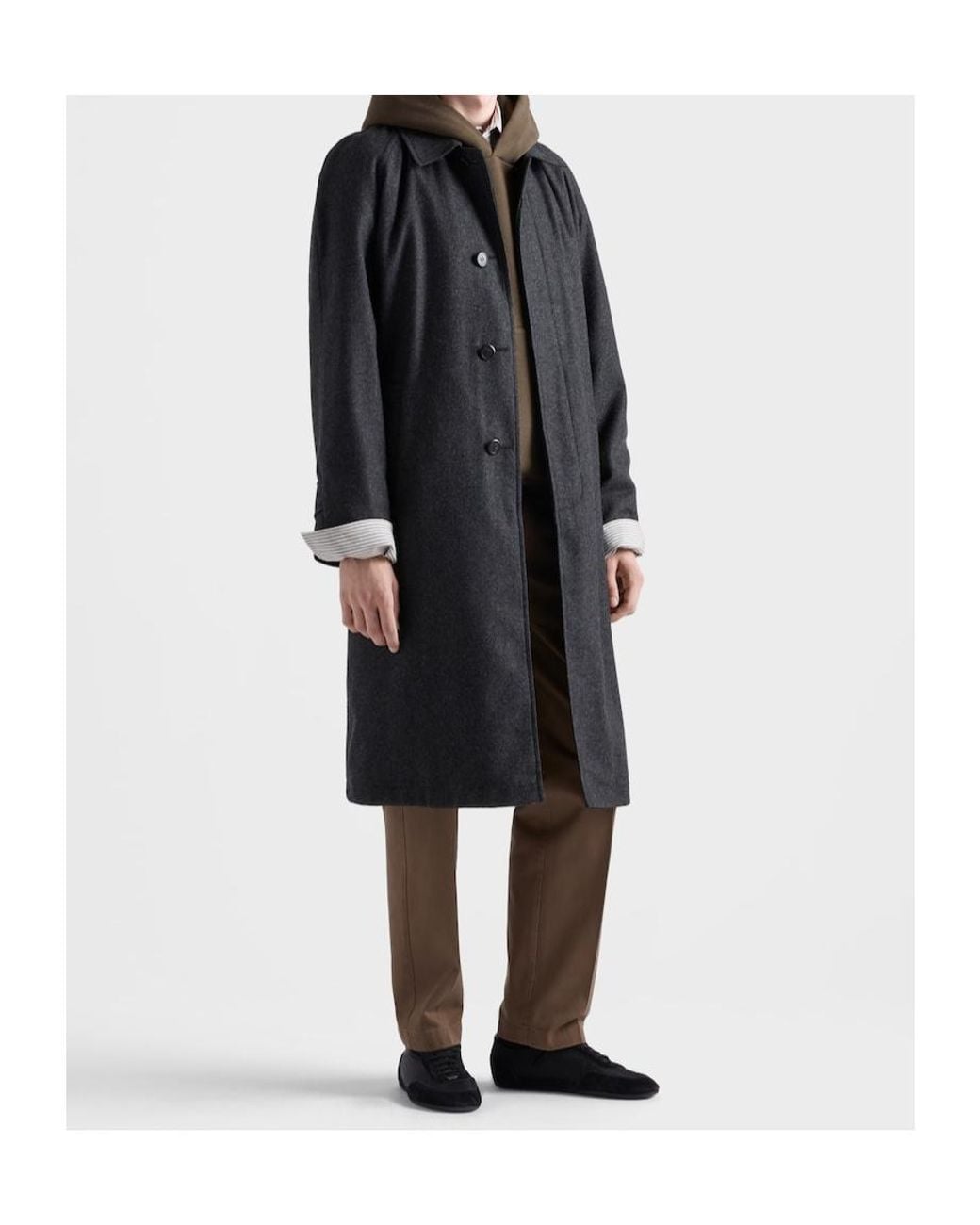 Prada Black Re-Wool Coat for men