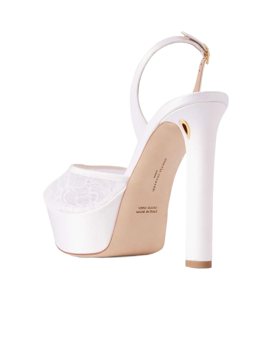 JENNIFER CHAMANDI White Antonio Lace-Panel Sandals