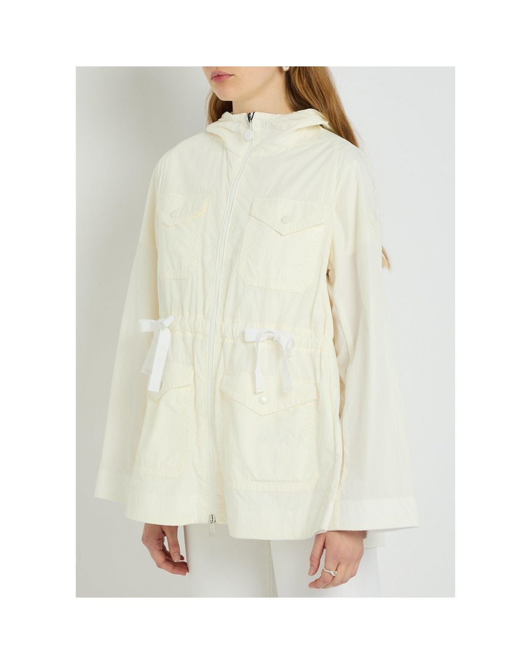 Moncler White Short Hooded Jacket