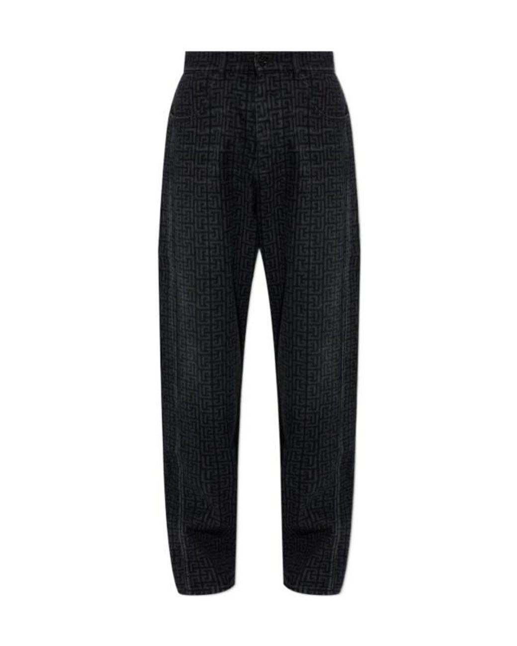 Balmain Black Monogram Straight-Leg Jeans for men