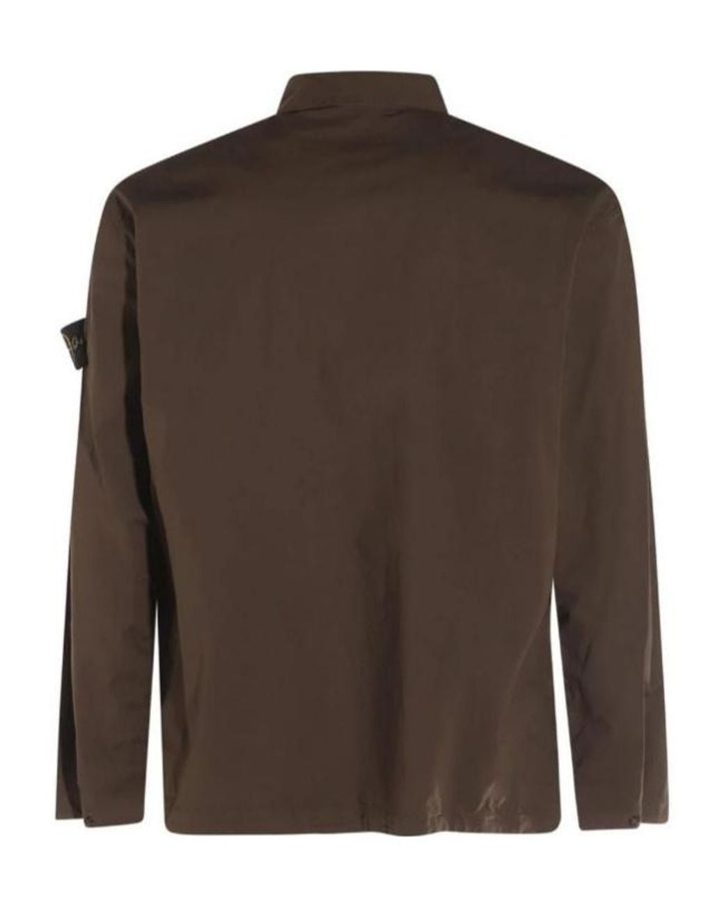 Stone Island Gray Logo Patch Long Sleeved Overshirt for men