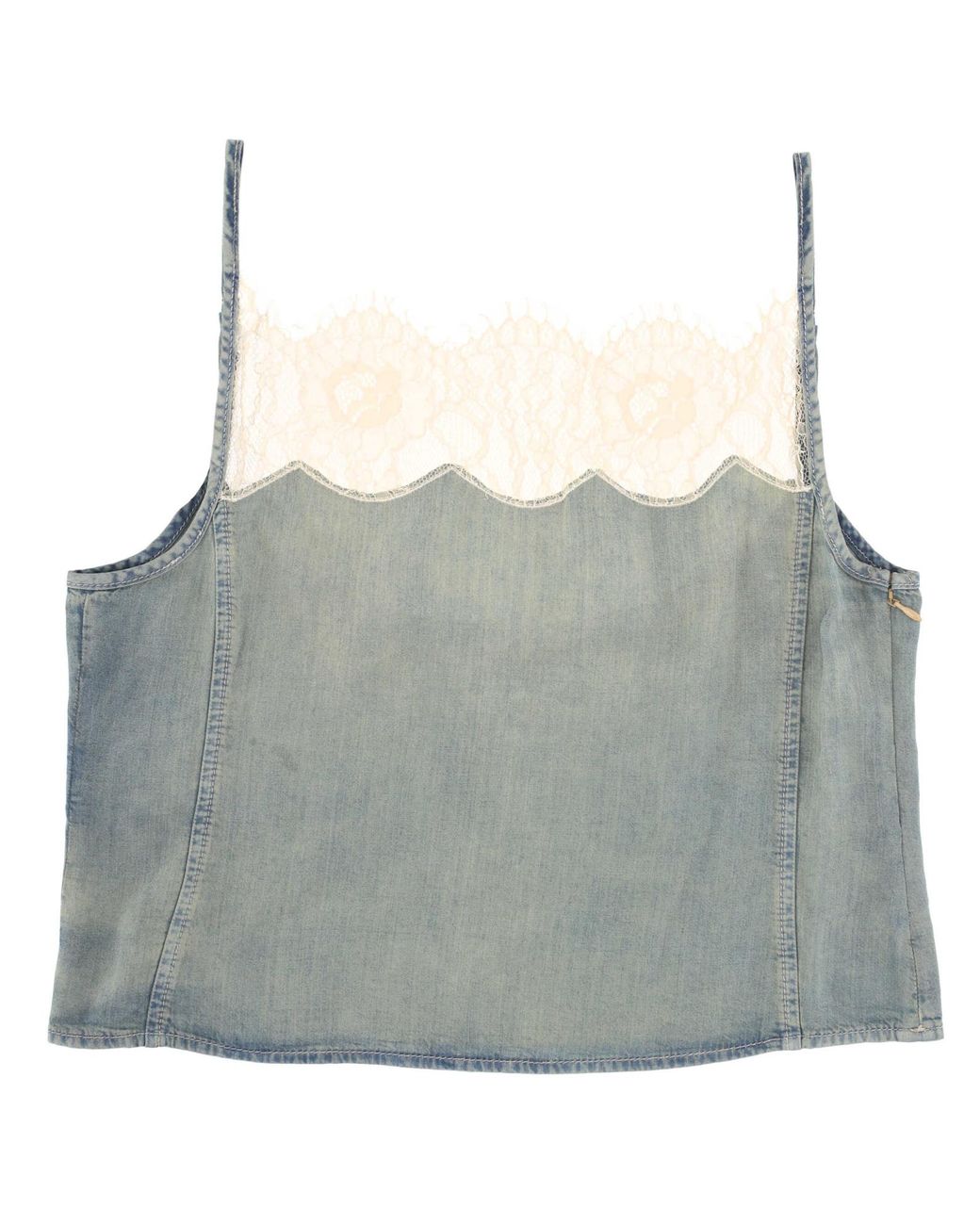 DIESEL Multicolor De-Mery- Lace-Trim Denim Top