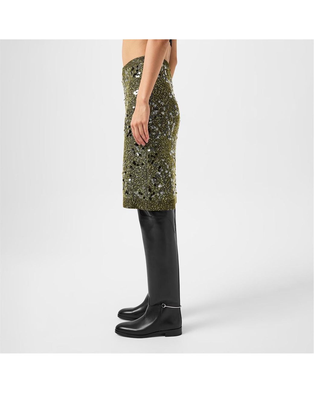 Gucci Green Sequin Knit Skirt