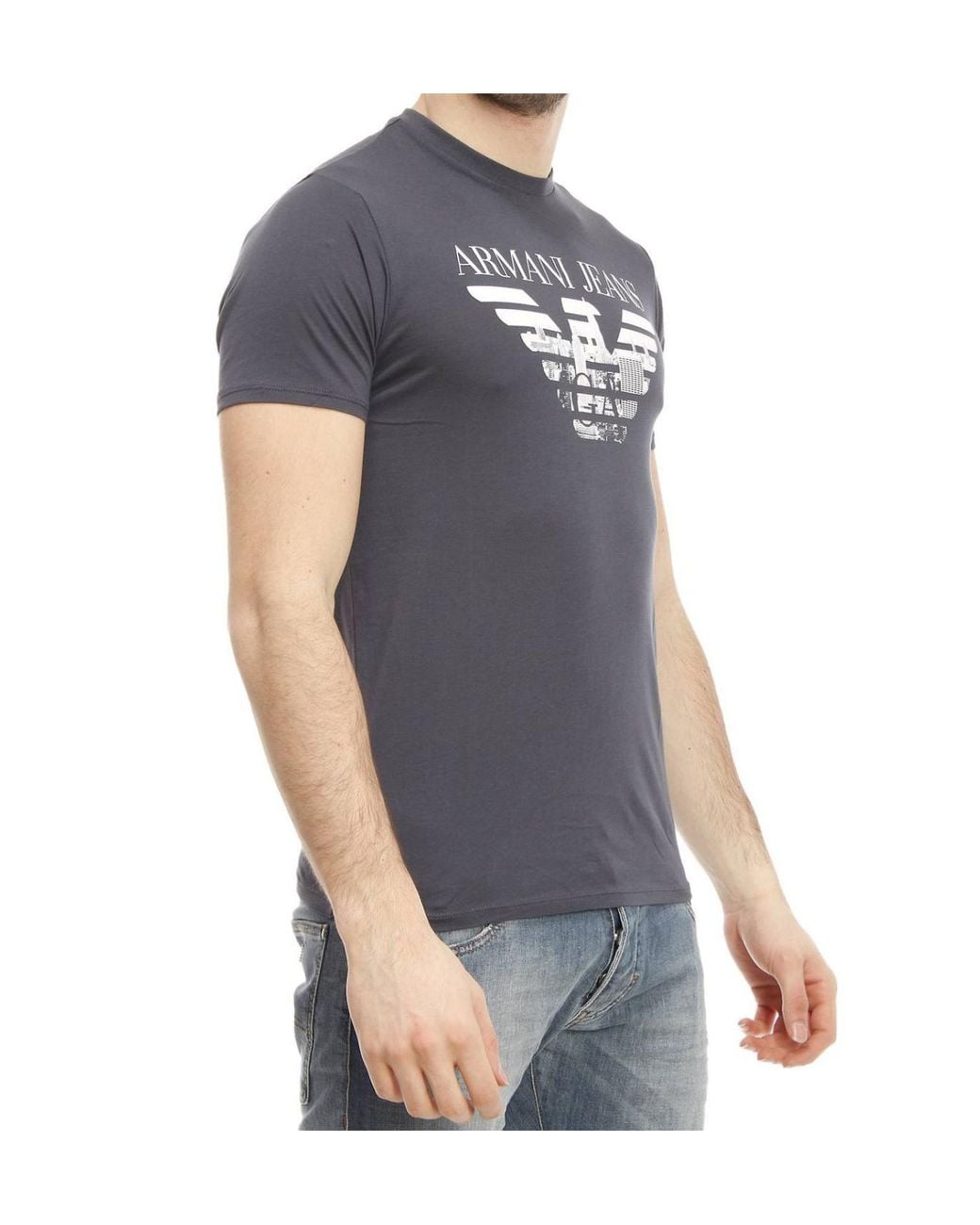 Armani Jeans Black Logo Printed T-Shirt for men