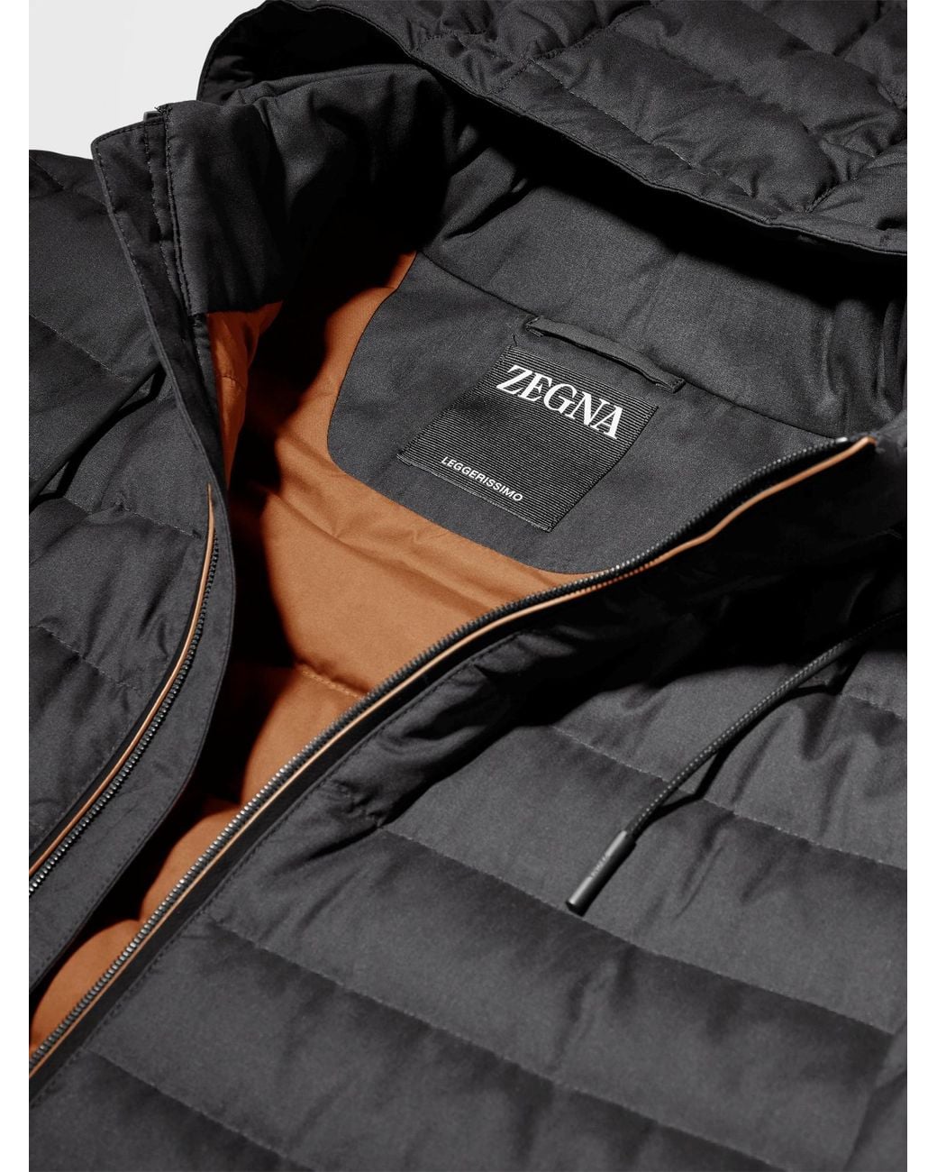 Zegna Black Hooded Padded Jacket for men