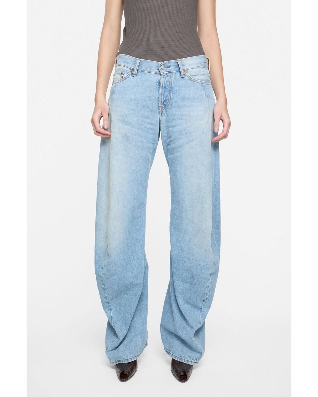 Acne Blue Panelled Distressed Denim Jeans