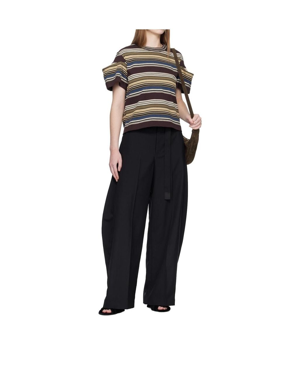Sacai Green Striped T-Shirt