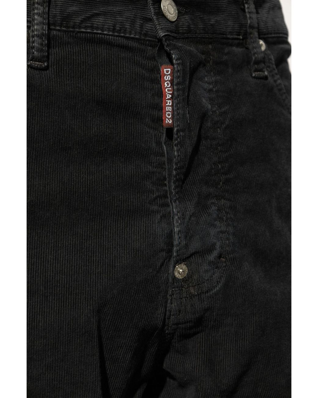 DSquared² Black Straight-Leg Corduroy Trousers for men