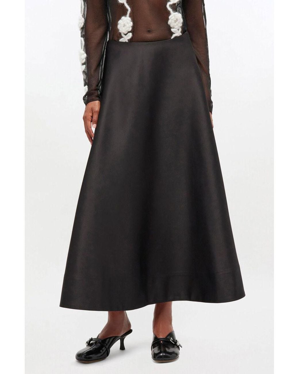 Ganni Black Long Circle Skirt