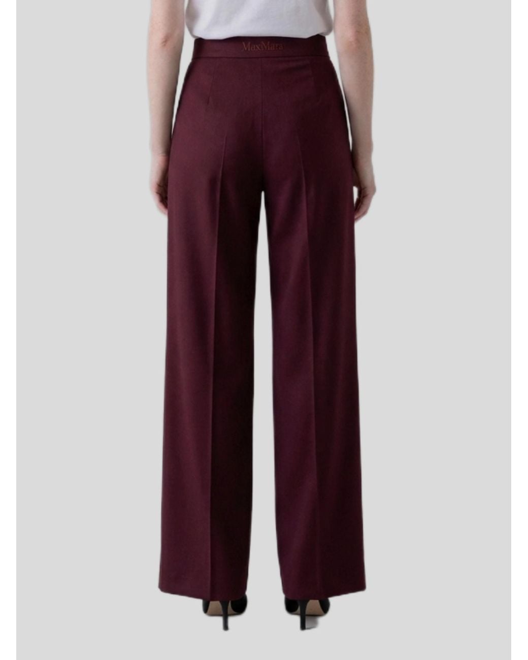 Max Mara Red Regular Pleated Pants