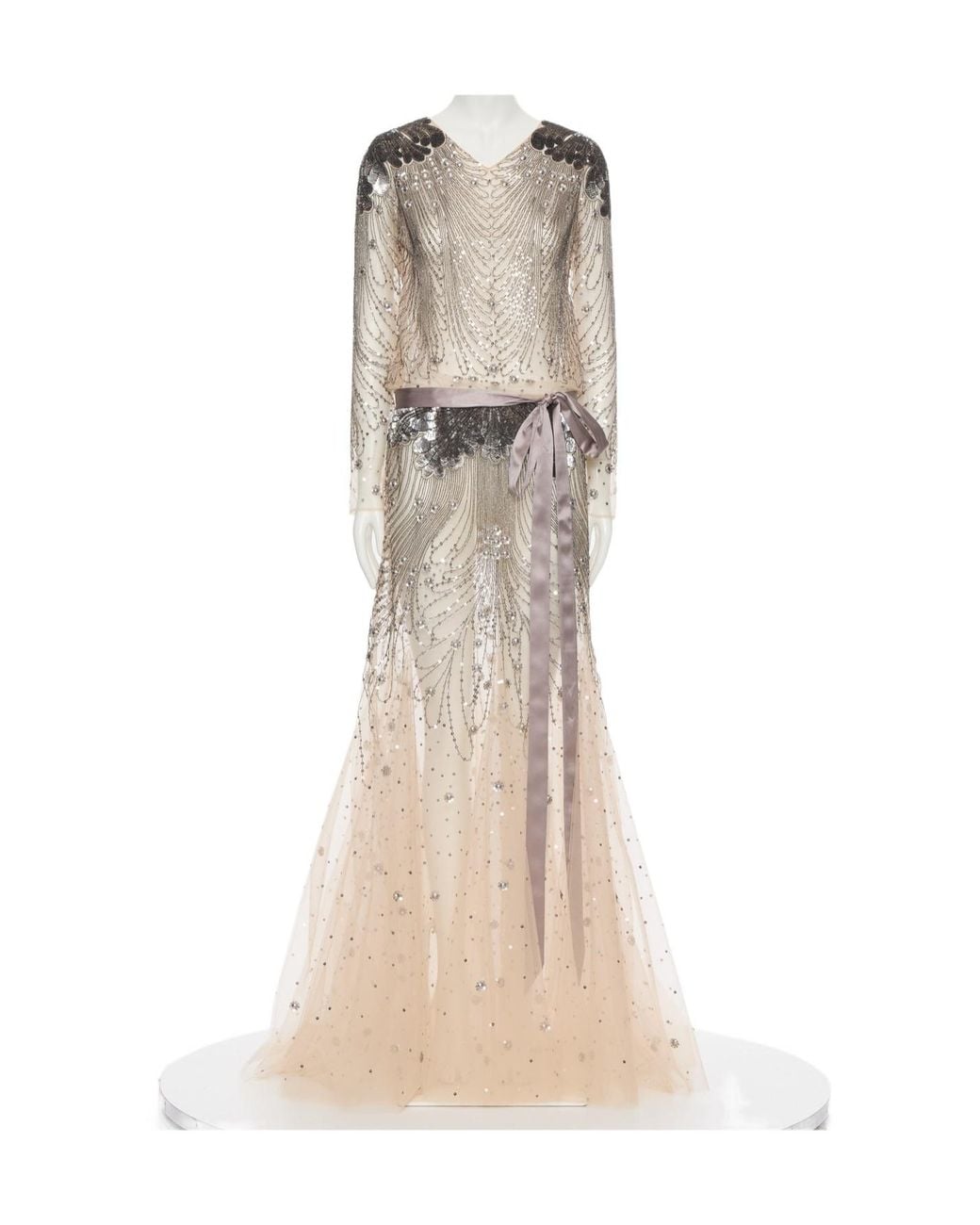 Valentino Natural Long-Sleeved Dress