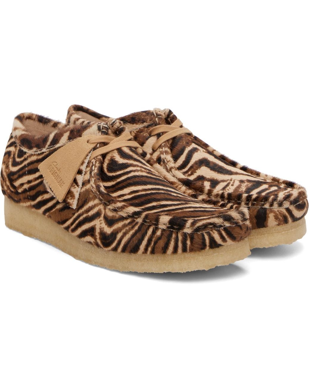 Clarks Brown Wallabee Tiger-Print Desert Boots for men