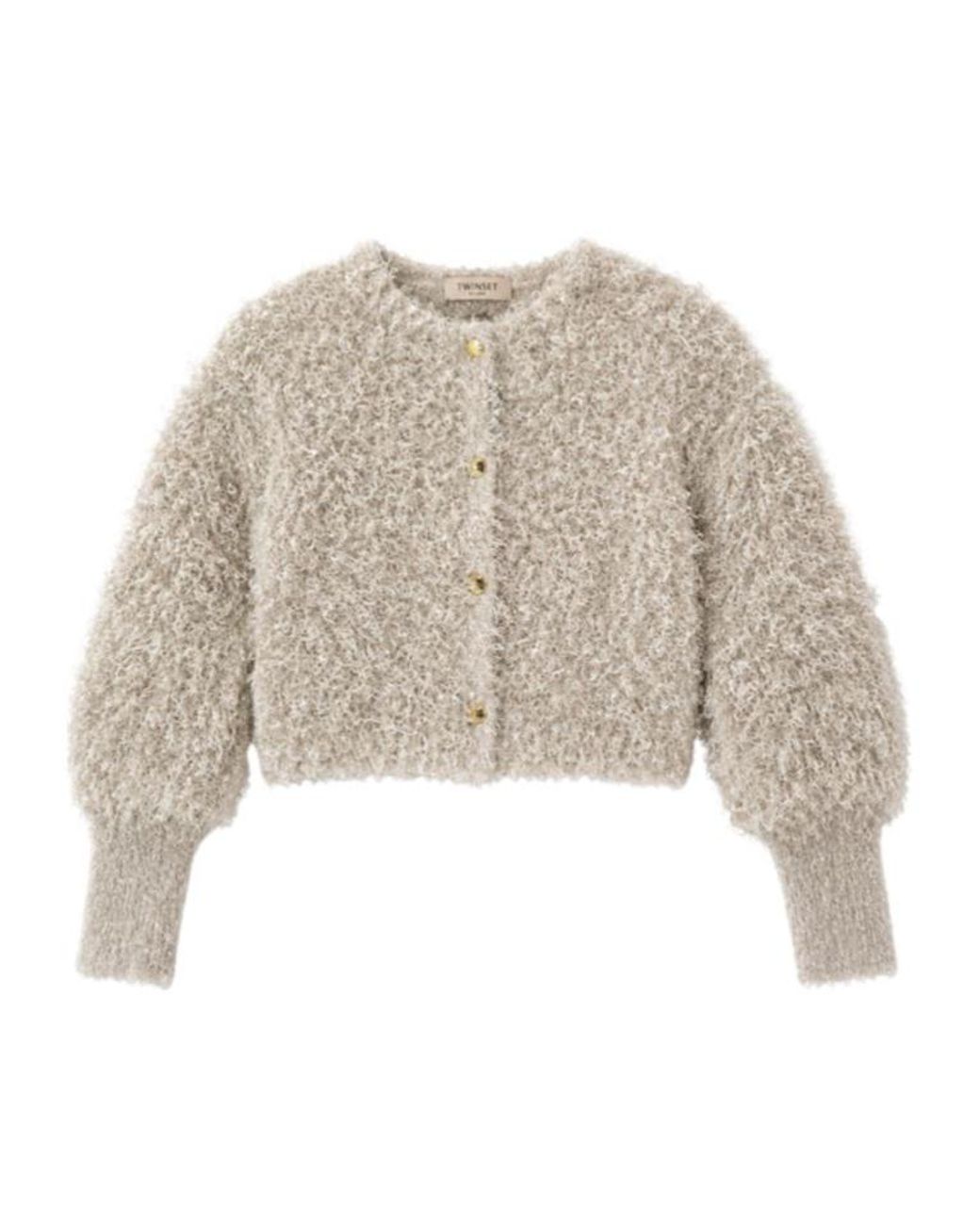Twinset Natural Sequined Knitted Jacket
