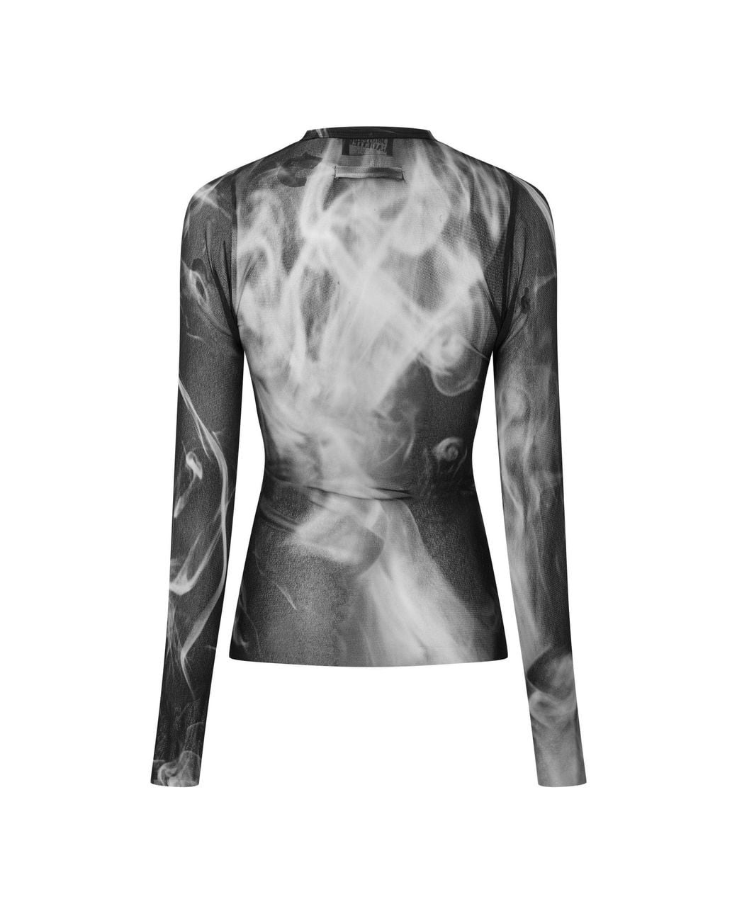 Jean Paul Gaultier Gray Portrait Print Long-Sleeved Top