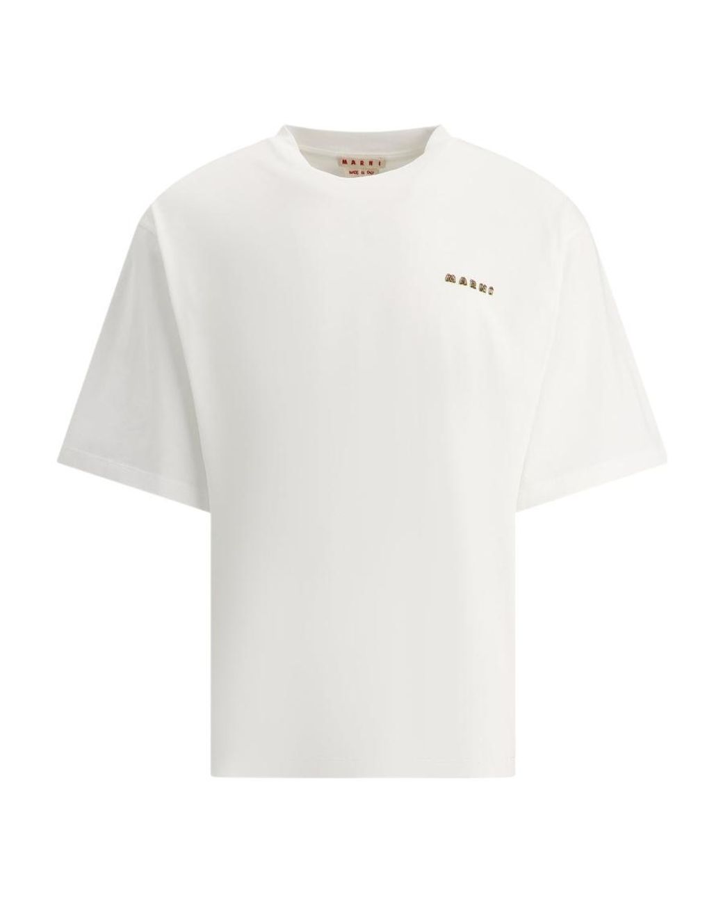 Marni White Graphic-Print Cotton T-Shirt for men