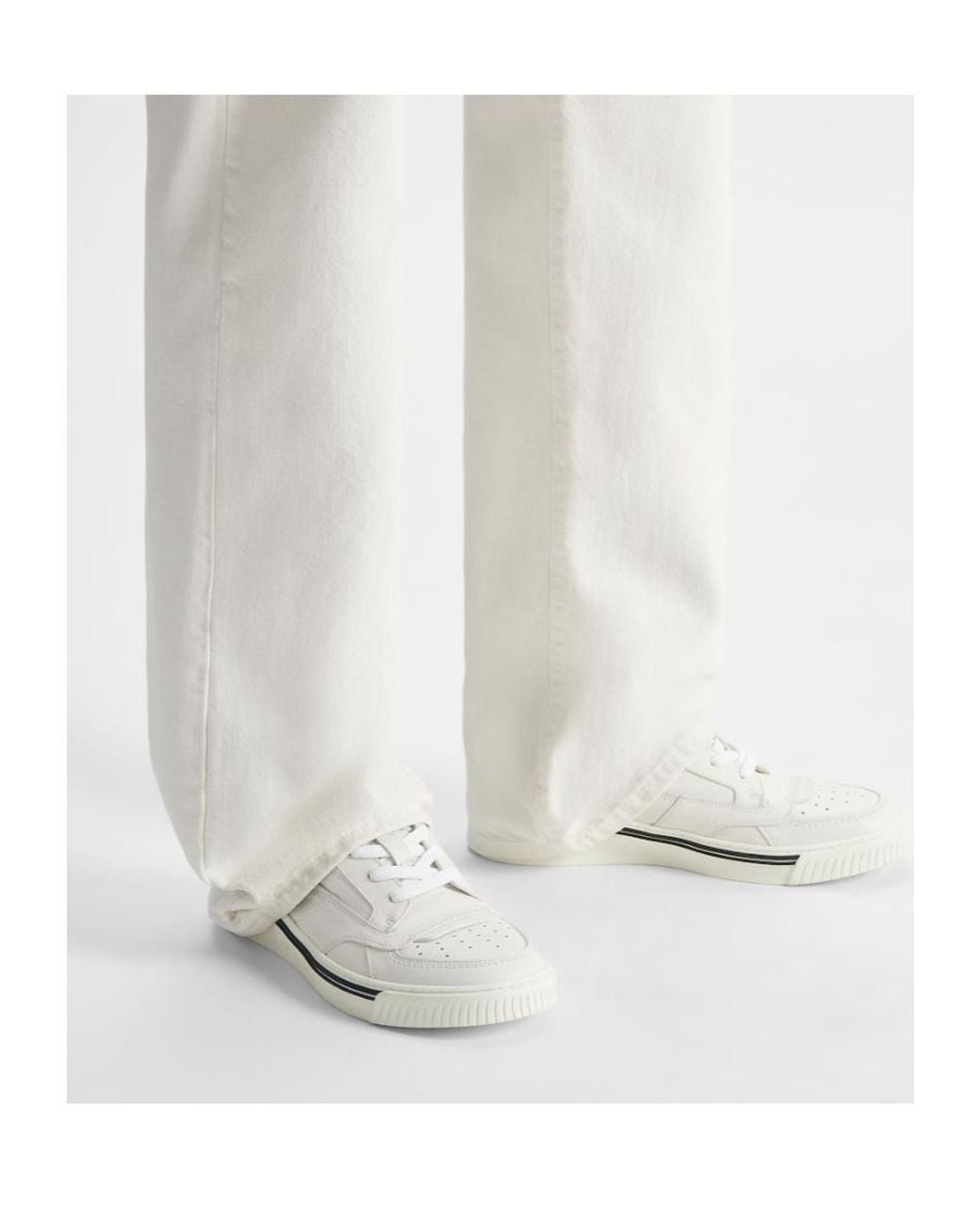 Fendi White Fender Lace-Up Sneakers for men