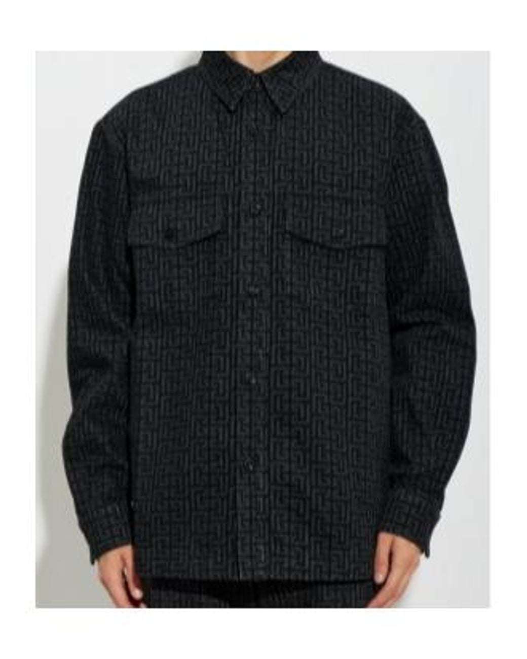 Balmain Blue Monogram Oversized Shirt for men