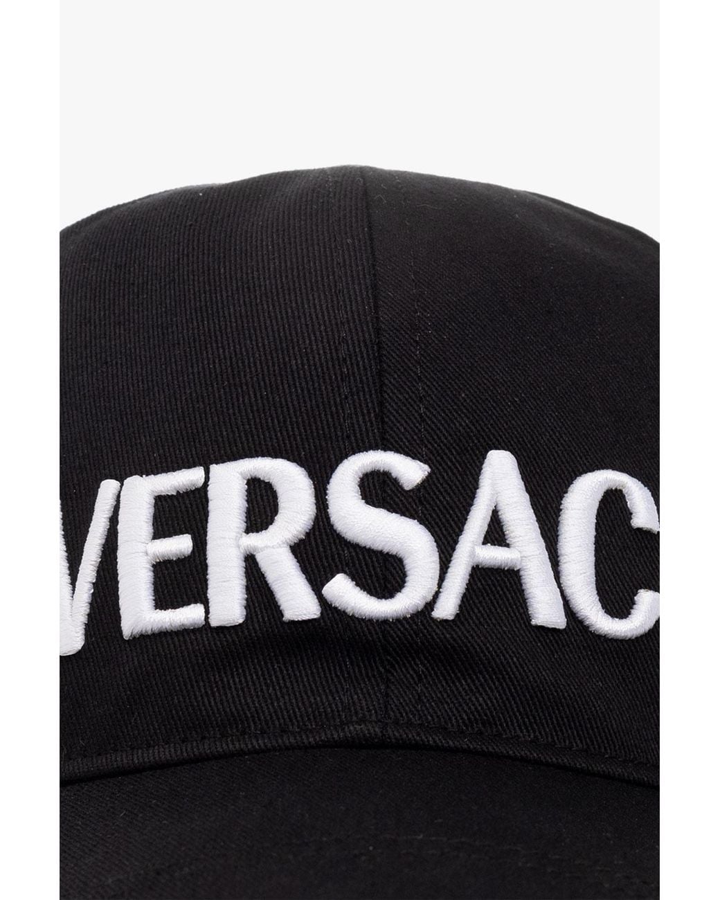 Versace Black Logo Embroidered Baseball Cap