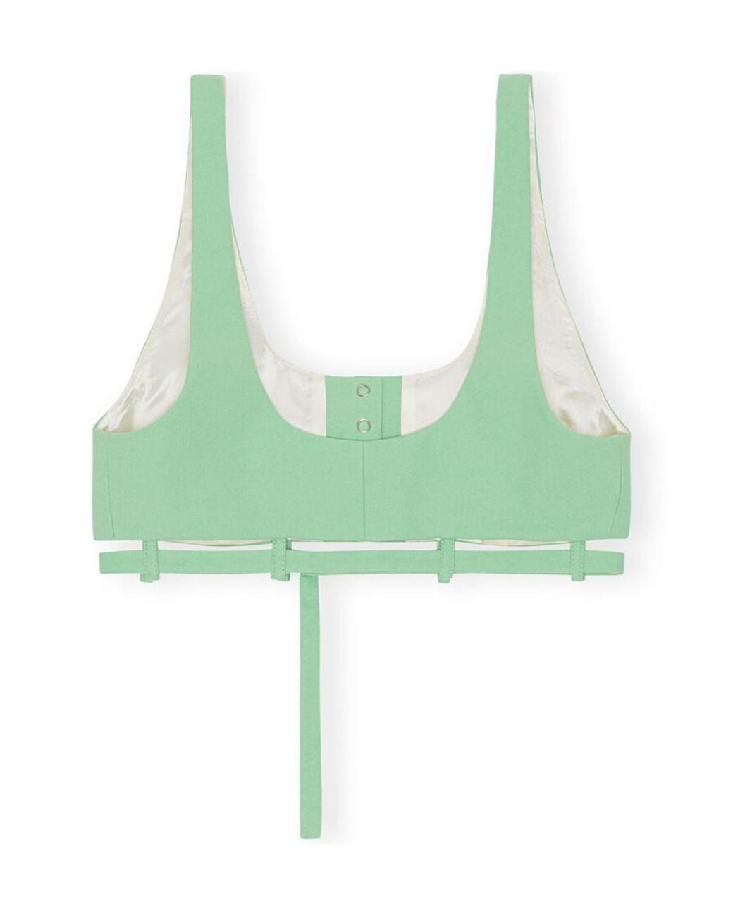 Ganni Green Sleeveless Suiting Cropped Top