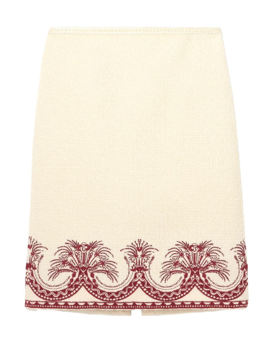 Etro Red Wool Bouclé Pencil Skirt