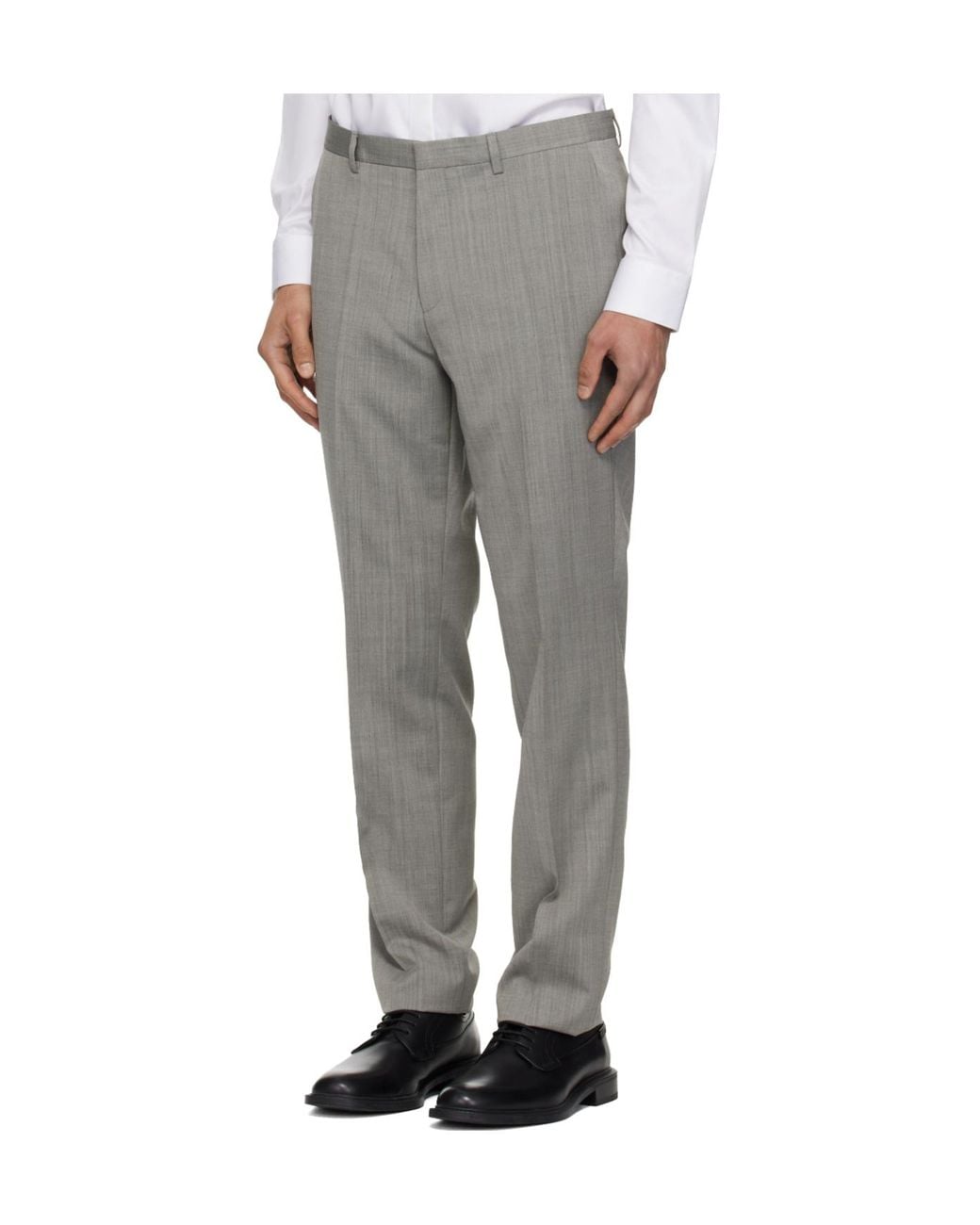 Boss Gray Long-Sleeved Wool Blend Suit for men